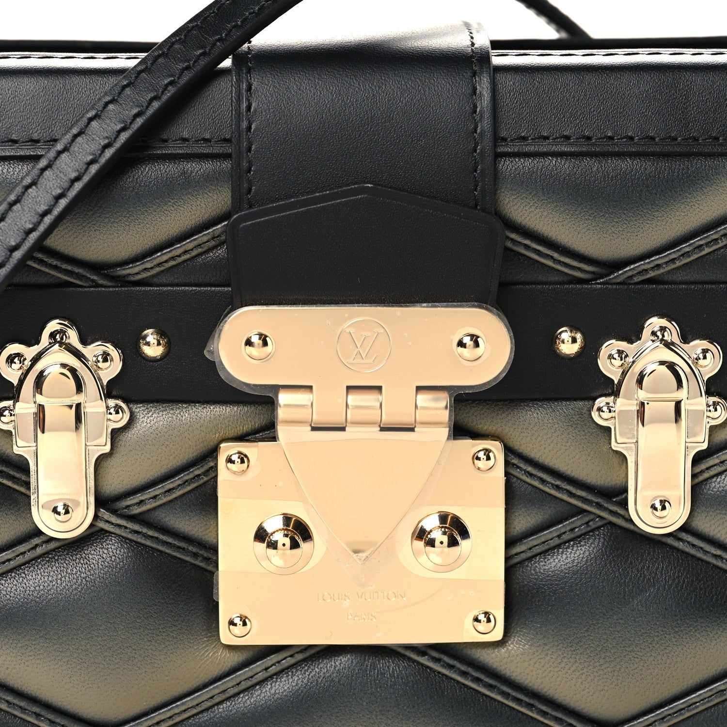 Lambskin Malletage Petite Malle Black Beige