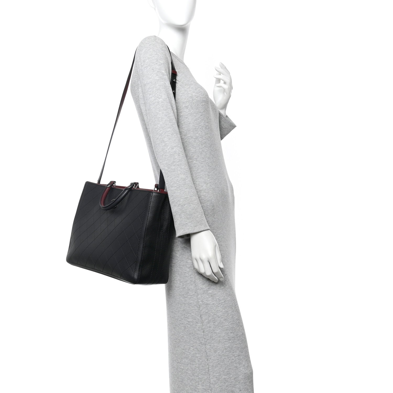 Bullskin Stitched Bi-Color Large Shopping Black