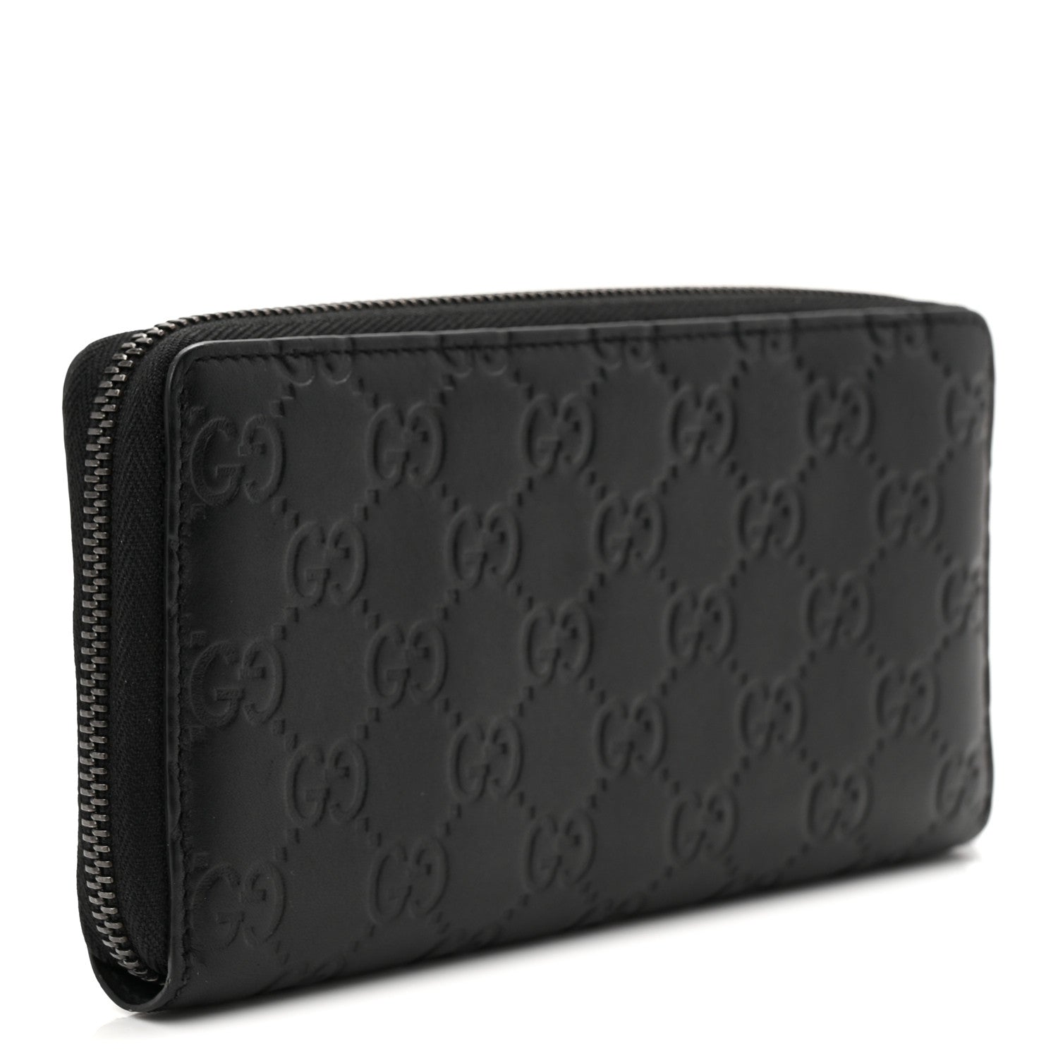 Guccissima Signature Zip Around Wallet Black