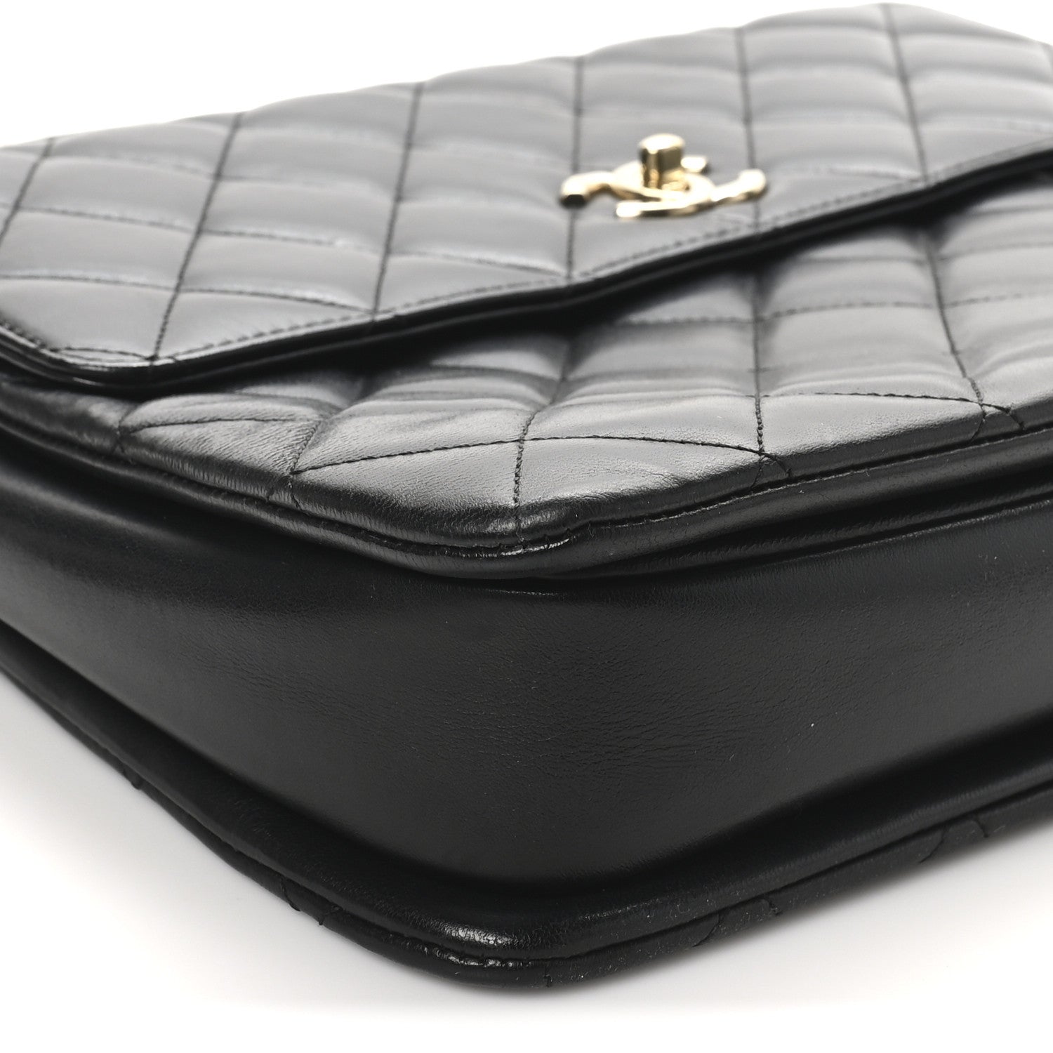 Lambskin Quilted Large Trendy CC Dual Handle Flap Bag Black