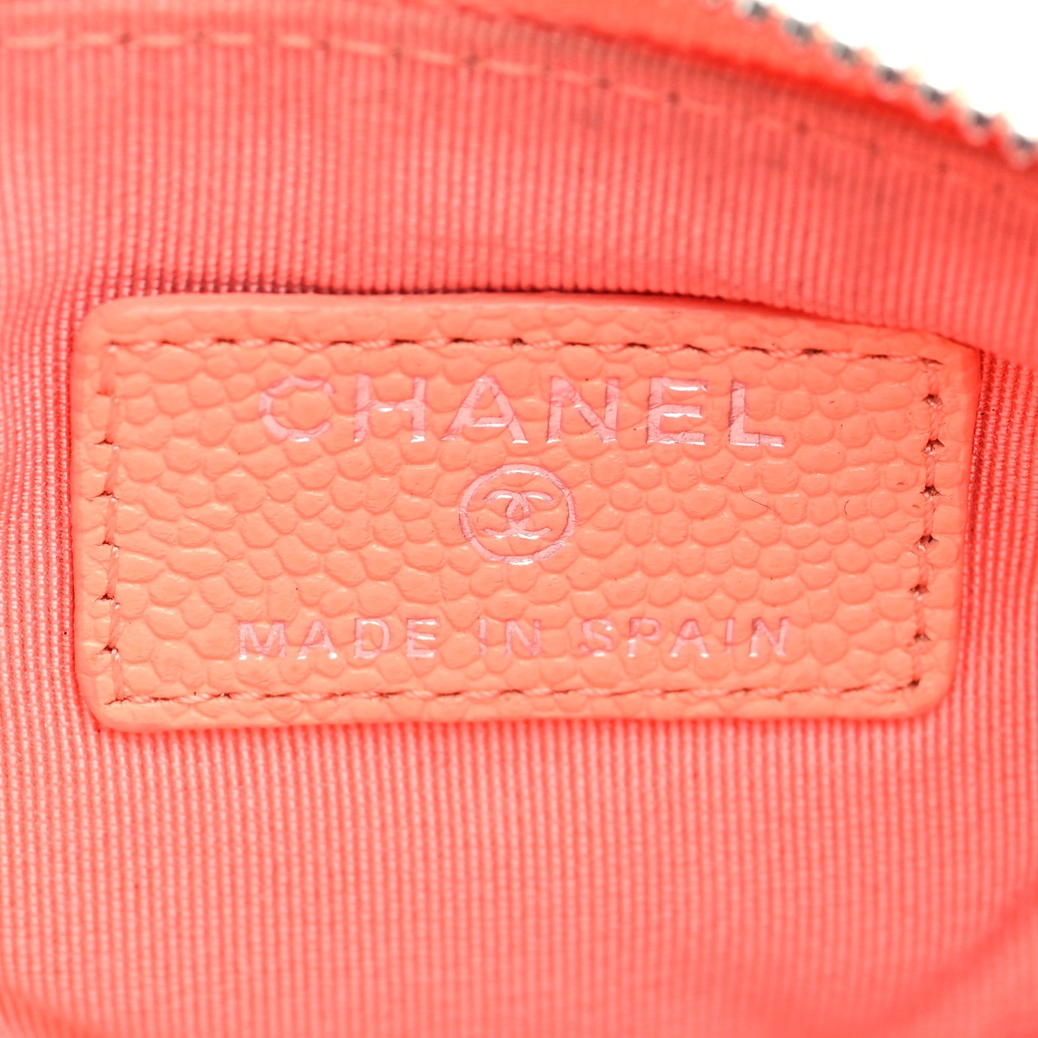 Caviar Quilted Small Cosmetic Case Coral