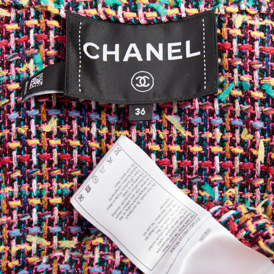 Women's Chanel Runway wool blend tweed flap pockets long coat
