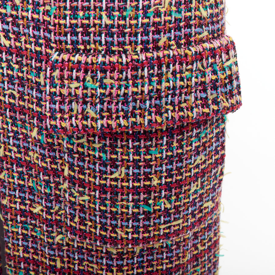 Women's Chanel Runway wool blend tweed flap pockets long coat