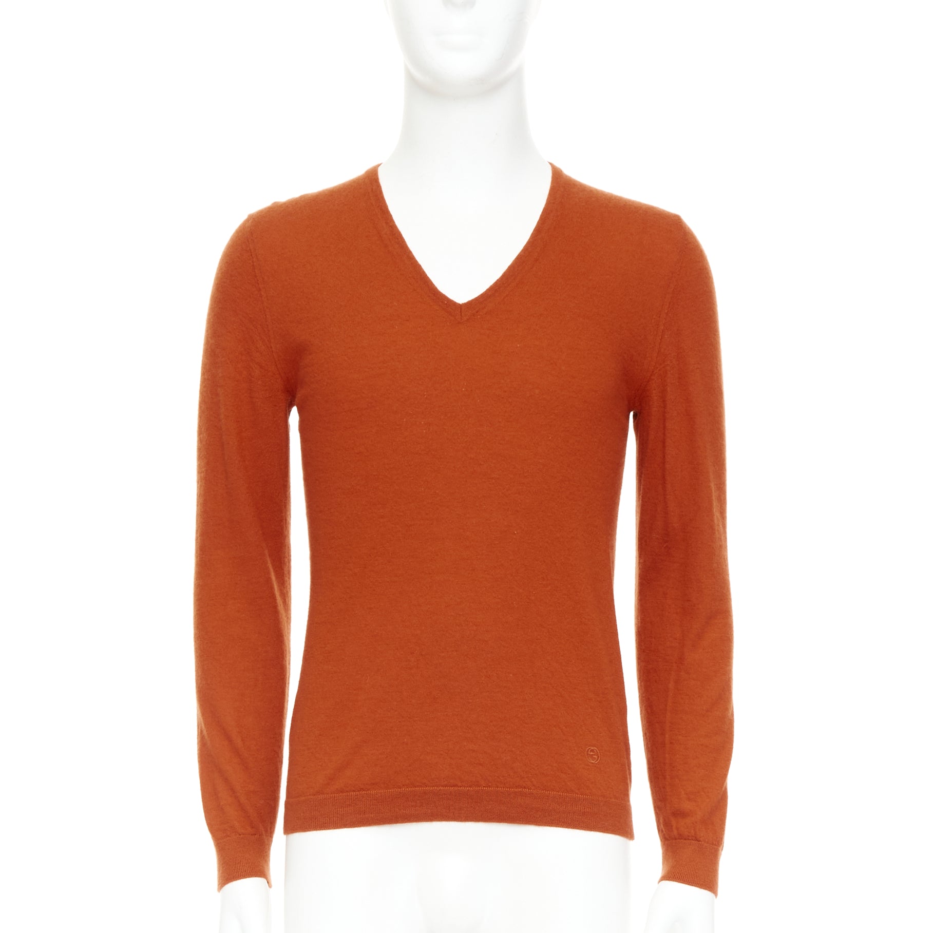 Men's Gucci cashmere V-neck GG logo embroidery sweater