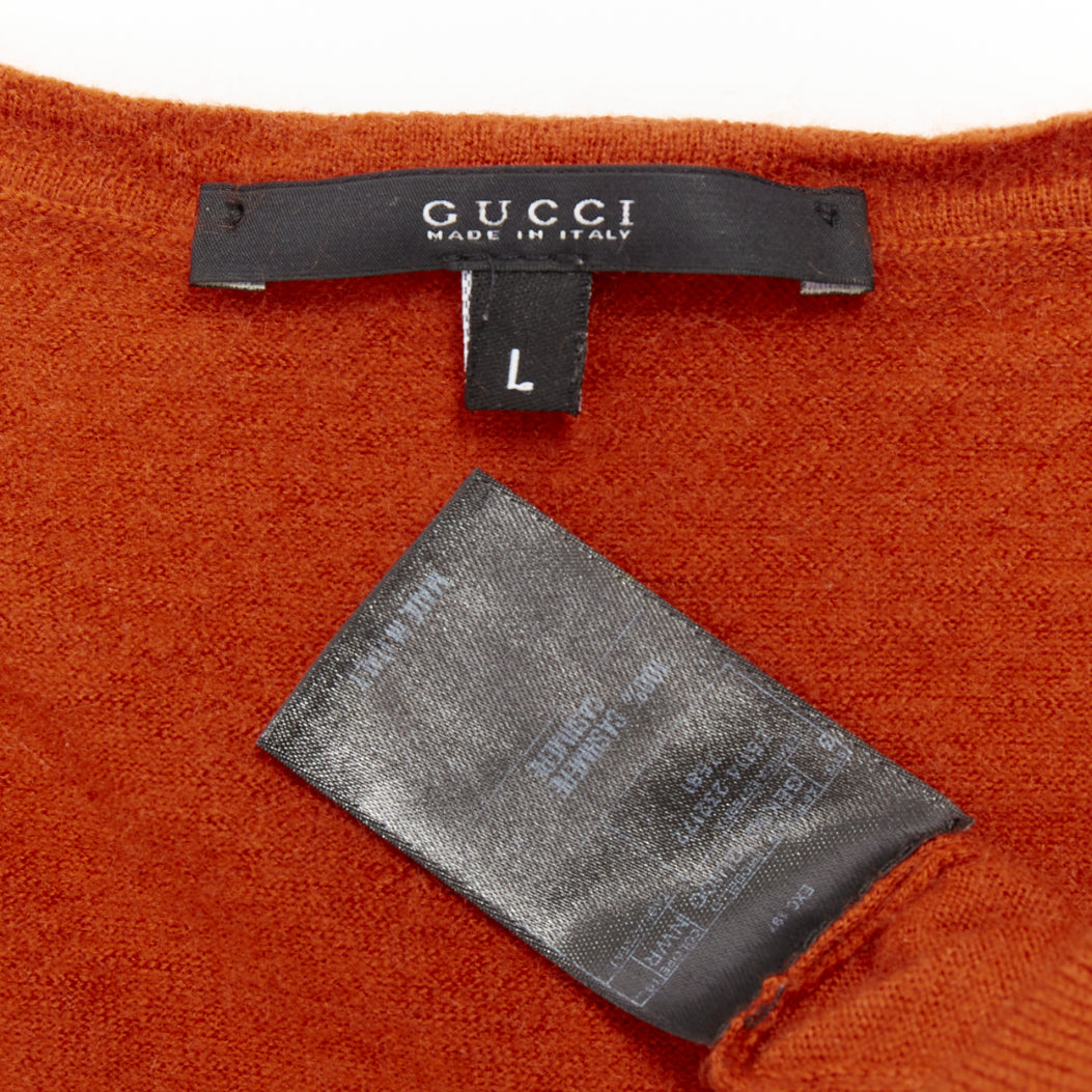Men's Gucci cashmere V-neck GG logo embroidery sweater