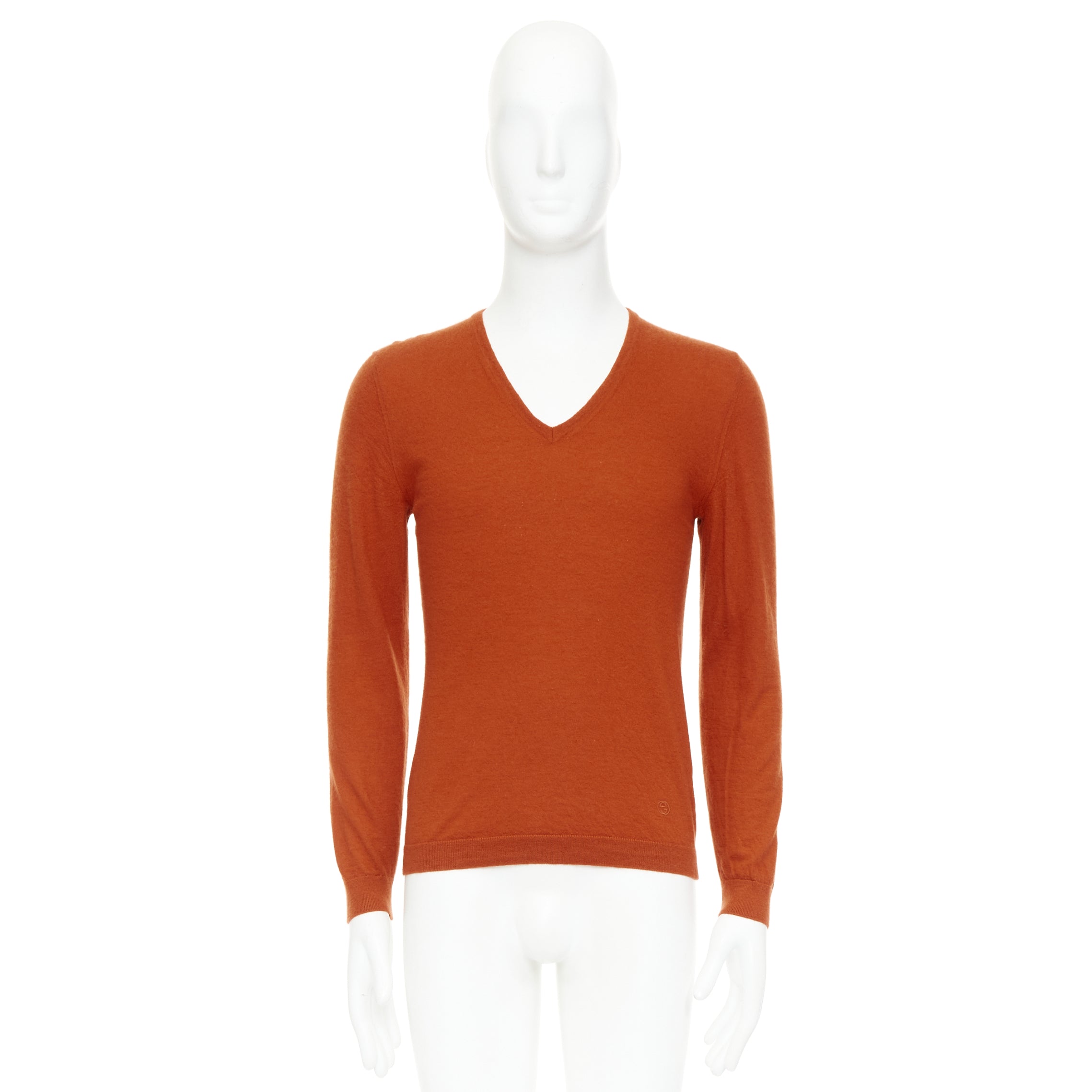 Men's Gucci cashmere V-neck GG logo embroidery sweater