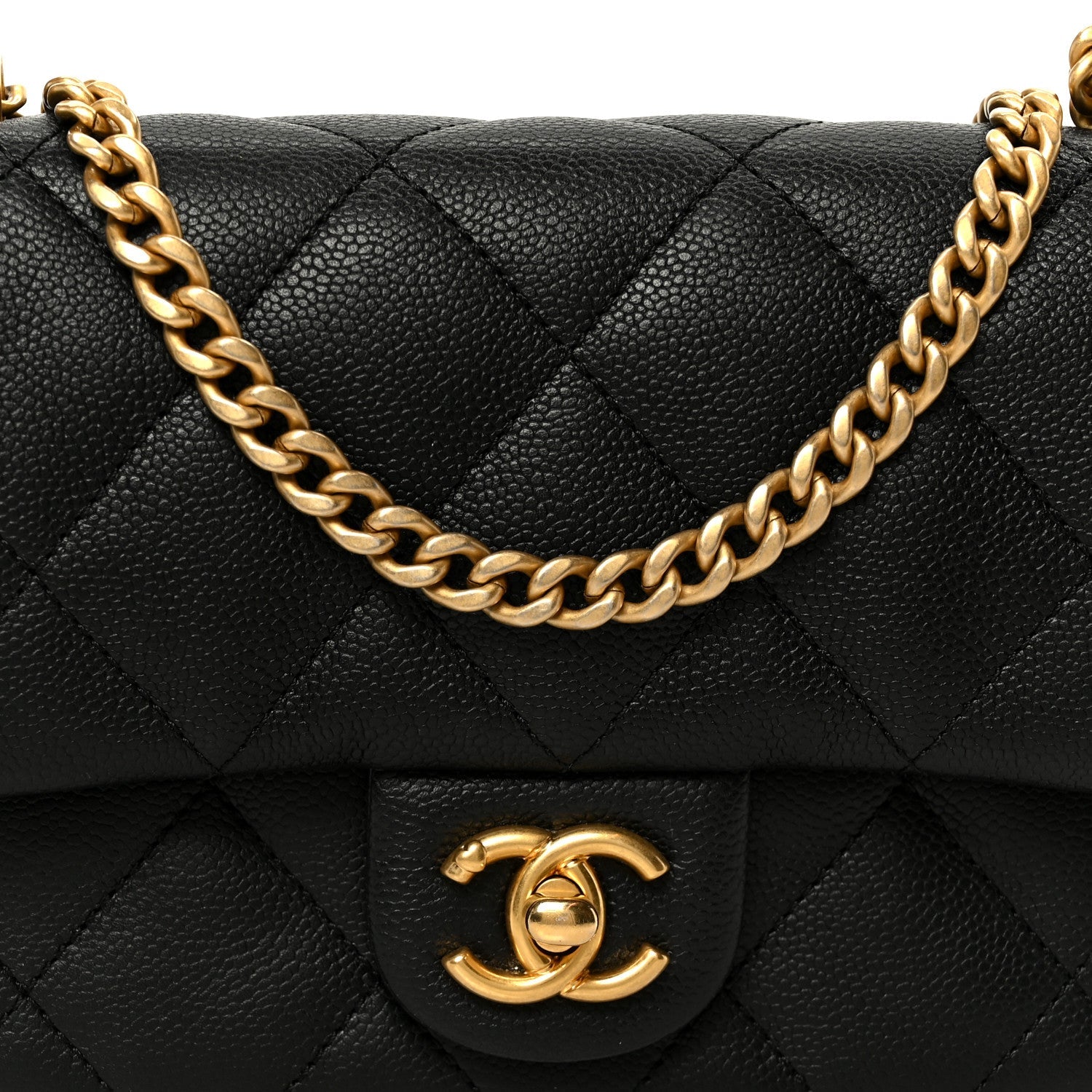 Caviar Quilted Mini Sweetheart Rectangular Flap Black