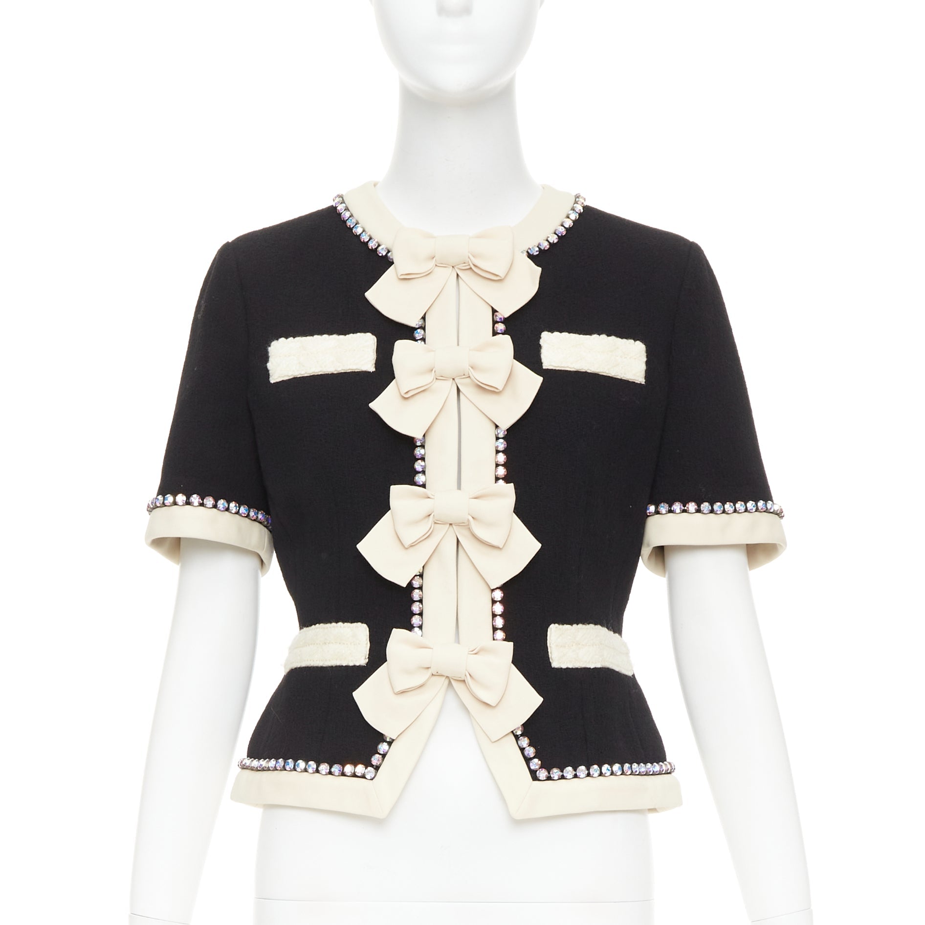 Women's Gucci Runway tailleur crystal bow embellished wool jacket