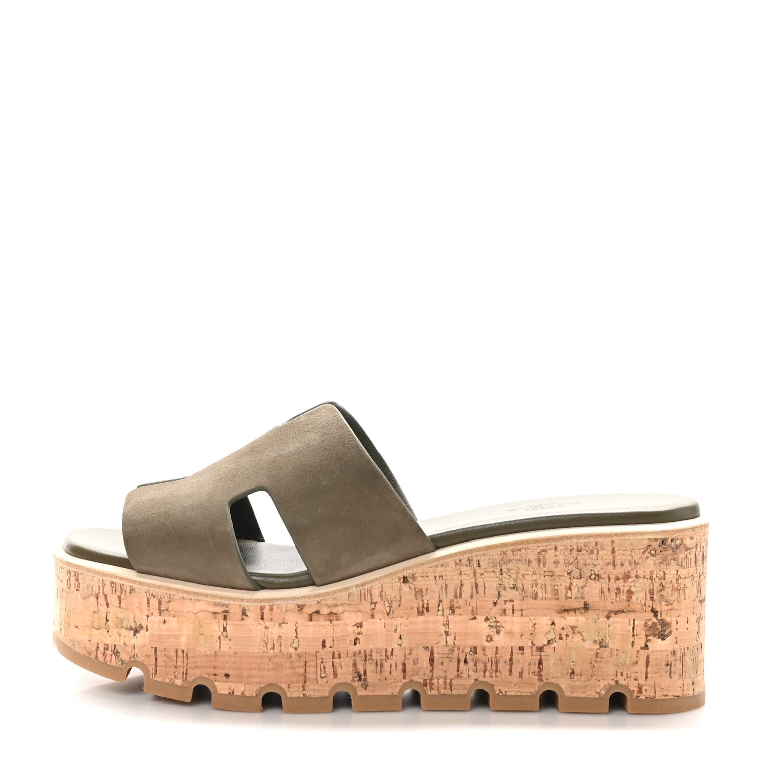 Suede Goatskin Cork Eze 30 Sandals 40 Vert Toundra