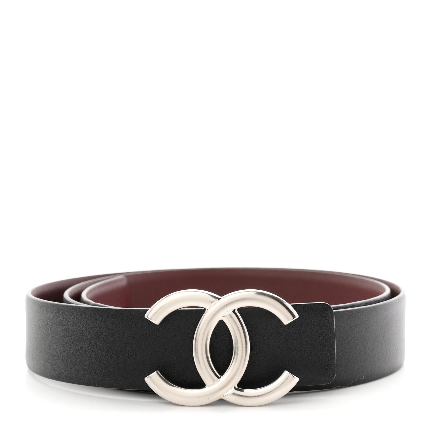 Calfskin CC Reversible 90 36 Belt Black Burgundy
