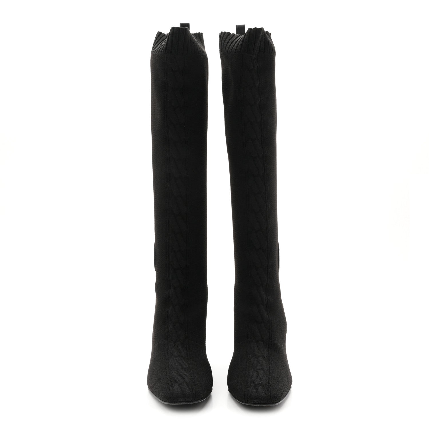Knit Calfskin Fontaine 60 Boots 37 Black