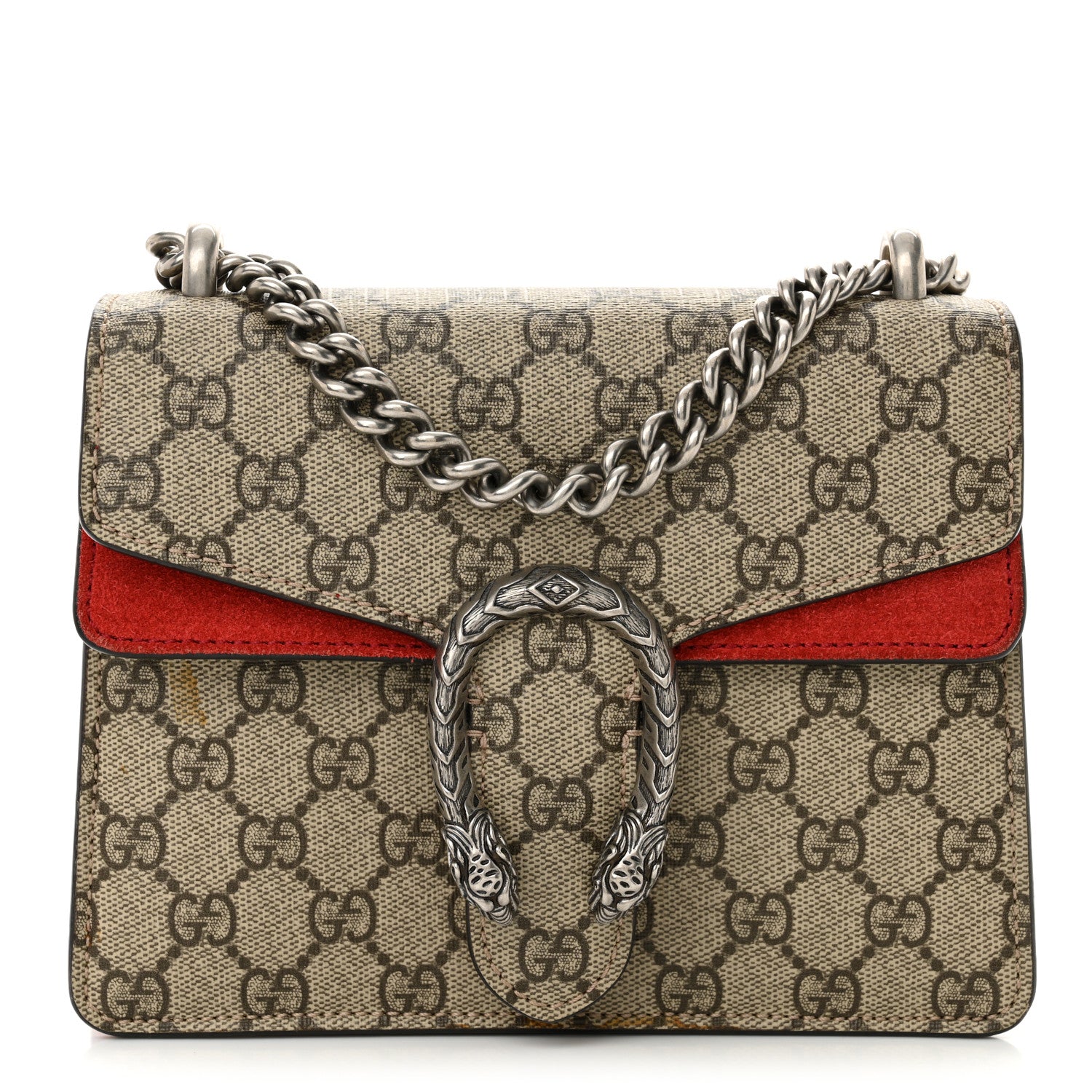 GG Supreme Monogram Mini Dionysus Shoulder Bag Hibiscus Red