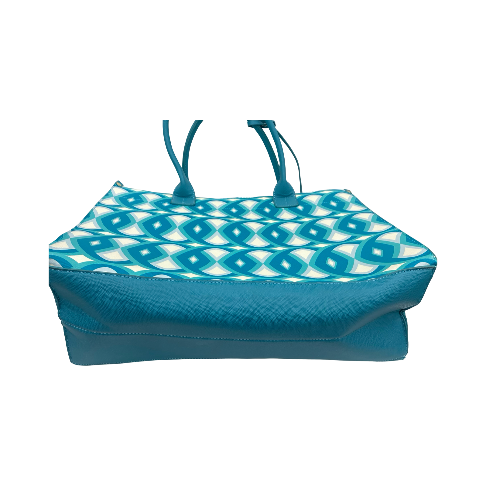 Handbag By Trina Turk In Blue & White, Size:Large