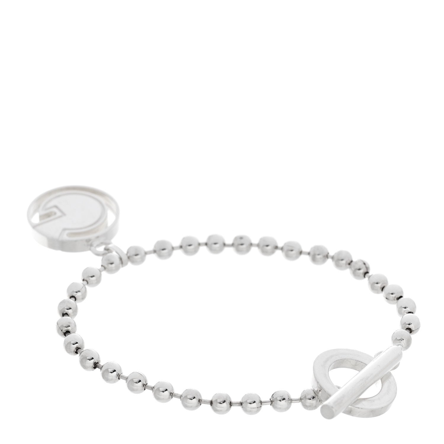 Sterling Silver Boule Bead Charm Toggle Bracelet