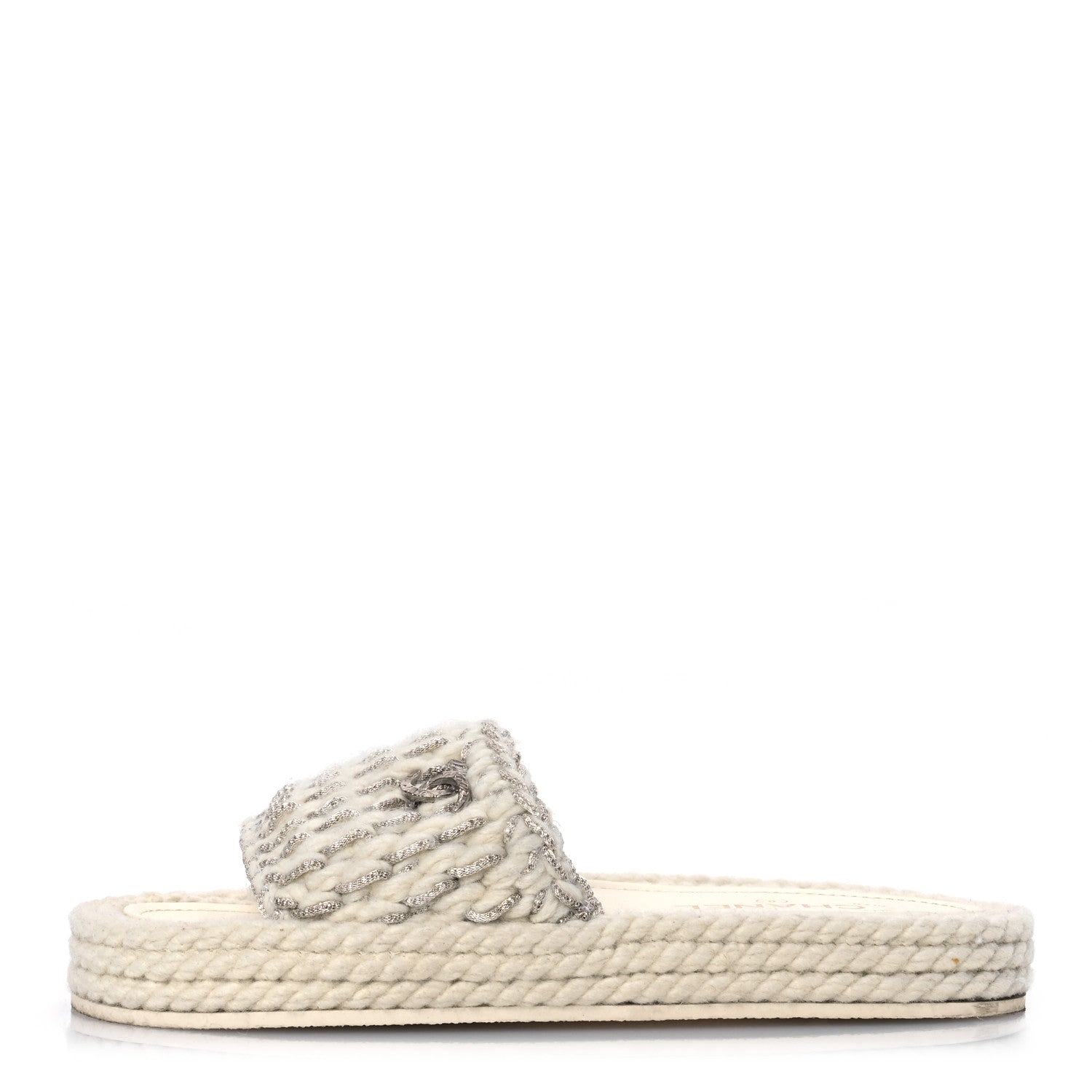 Braided Knit CC Mules 40 Ecru