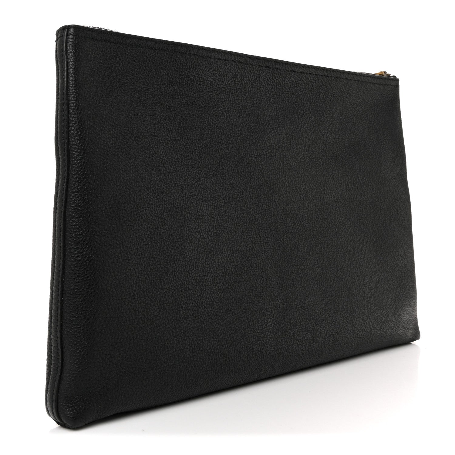 Pebbled Calfskin Large Logo Portfolio Clutch Black