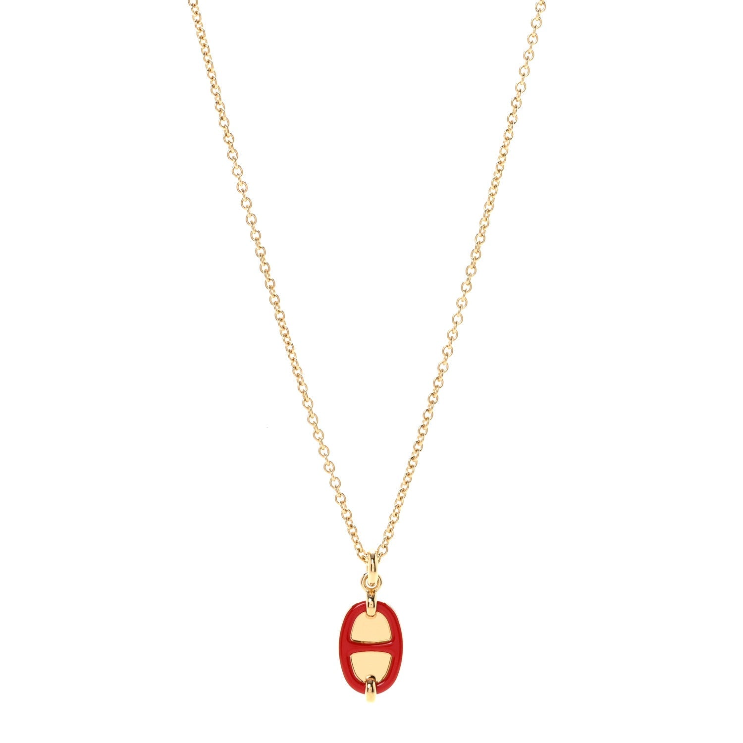 Metal Enamel Mini Maillon Pendant Necklace Rouge Vif