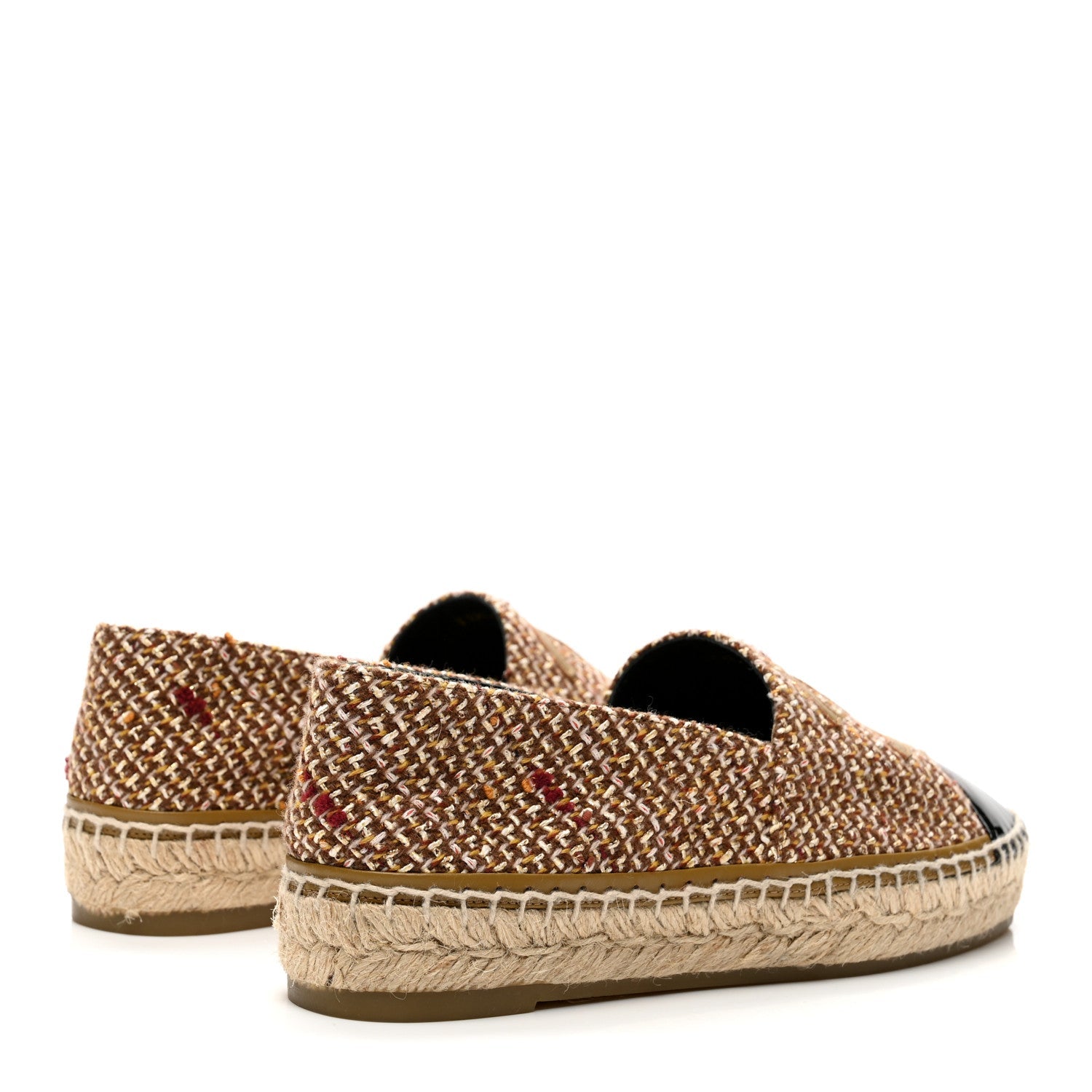 Tweed Patent CC Espadrilles 38 Beige Black Multicolor
