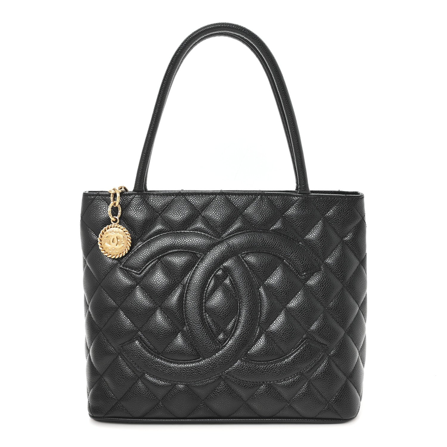 Caviar Quilted Medallion Tote Black