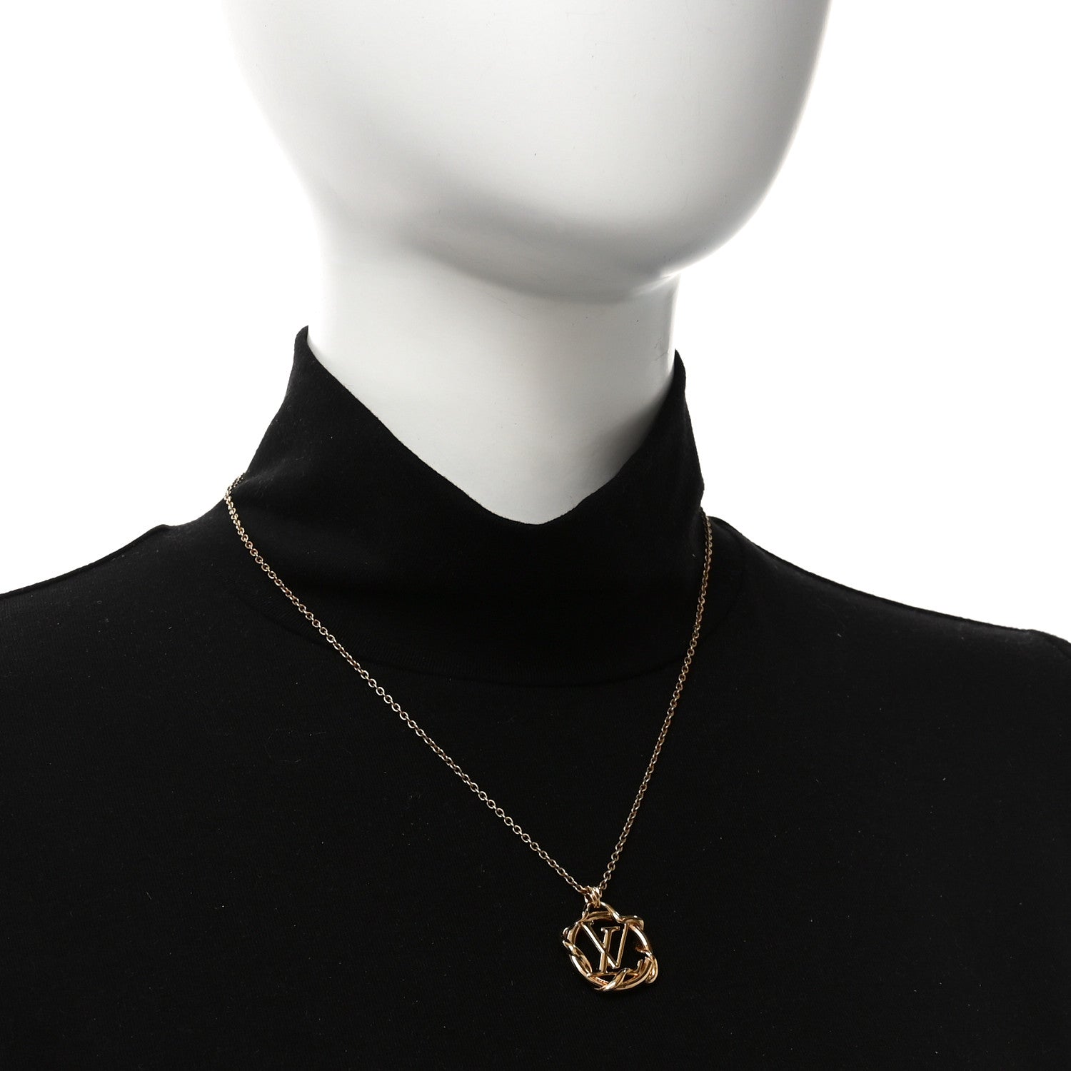 Metal LV Garden Louis Pendant Necklace Gold