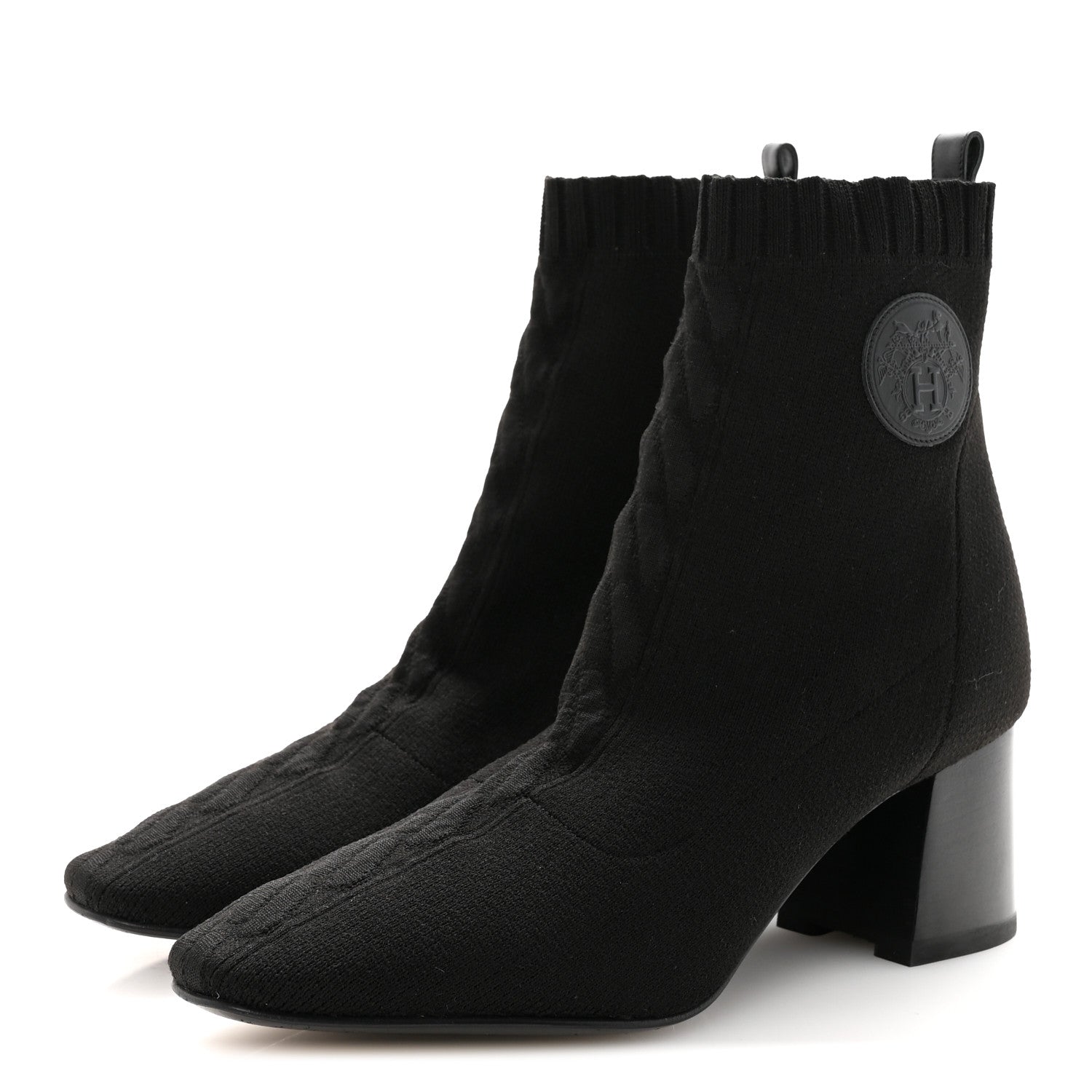 Knit Calfskin Volver 60 Ankle Boots 40 Black