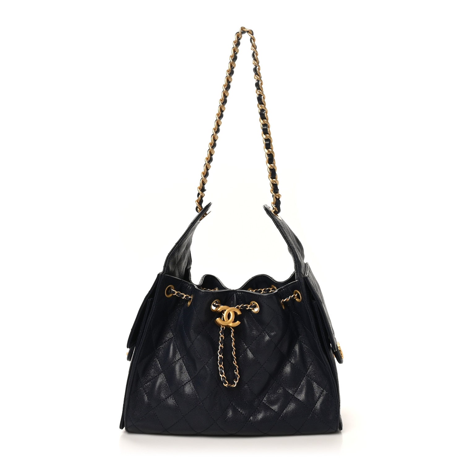 Caviar Quilted Small Chanel 25 Handbag Dark Navy