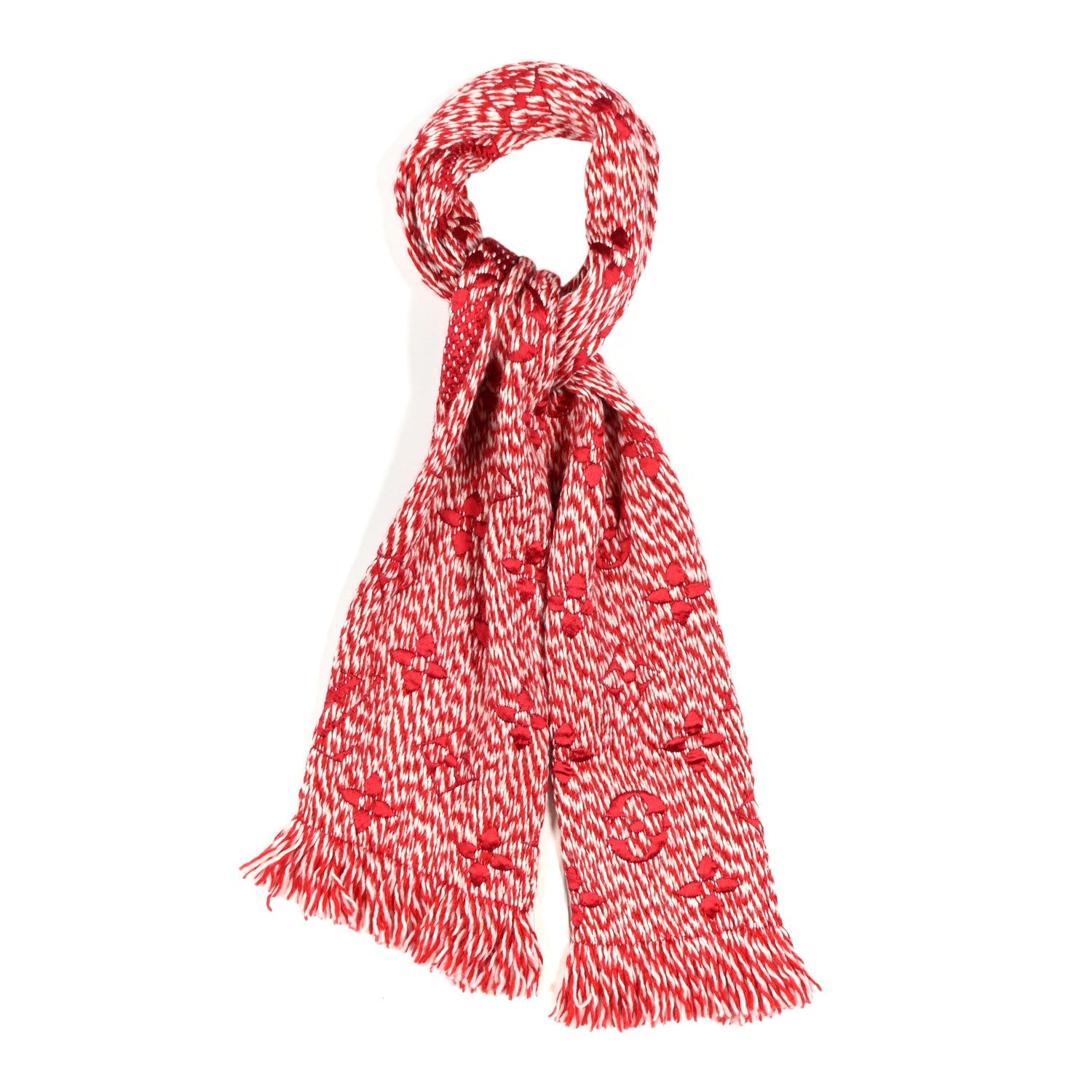 Wool Silk Logomania Mix Scarf Coquelicot