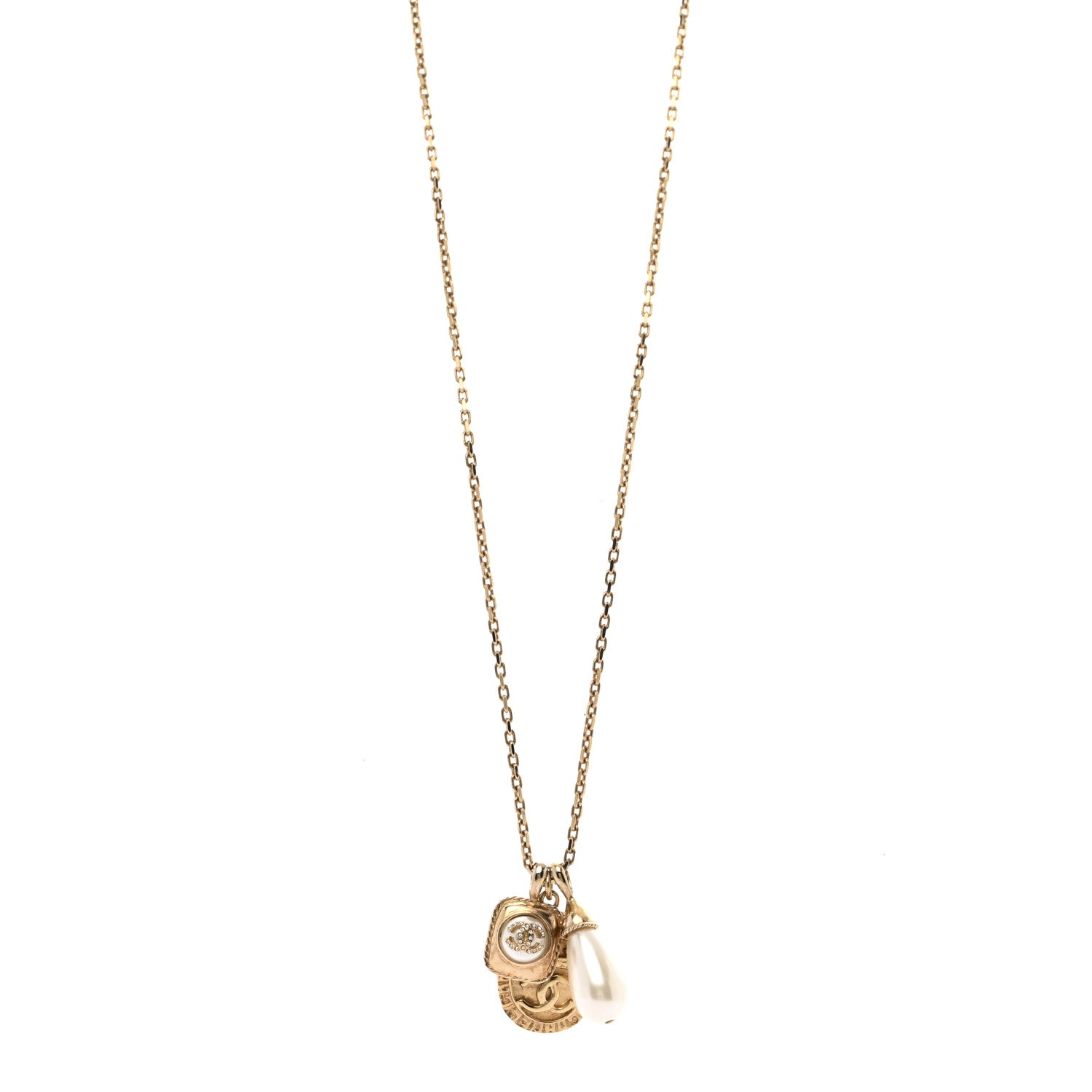 Crystal Pearl Necklace Gold