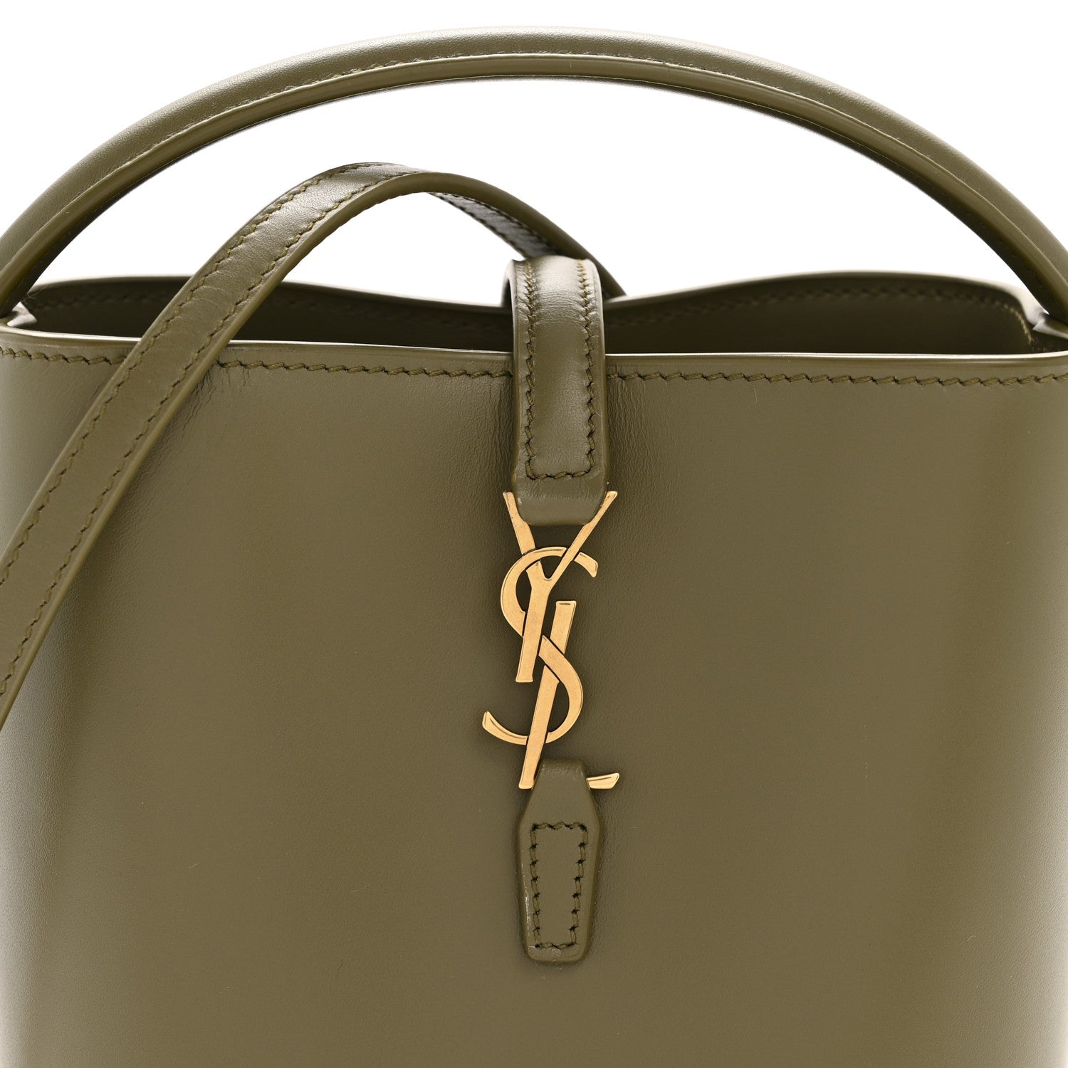 Shiny Calfskin Le 37 Mini Bucket Bag Strong Moss