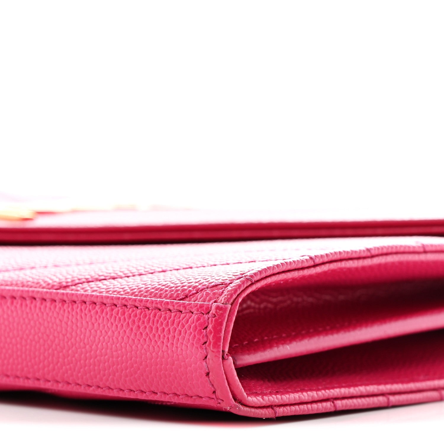 Grain De Poudre Matelasse Chevron Monogram Chain Wallet Lipstick Fuchsia