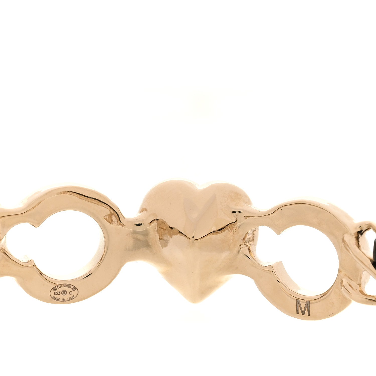 Crystal Pearl Coco Heart Chain Cuff Bracelet M Pink