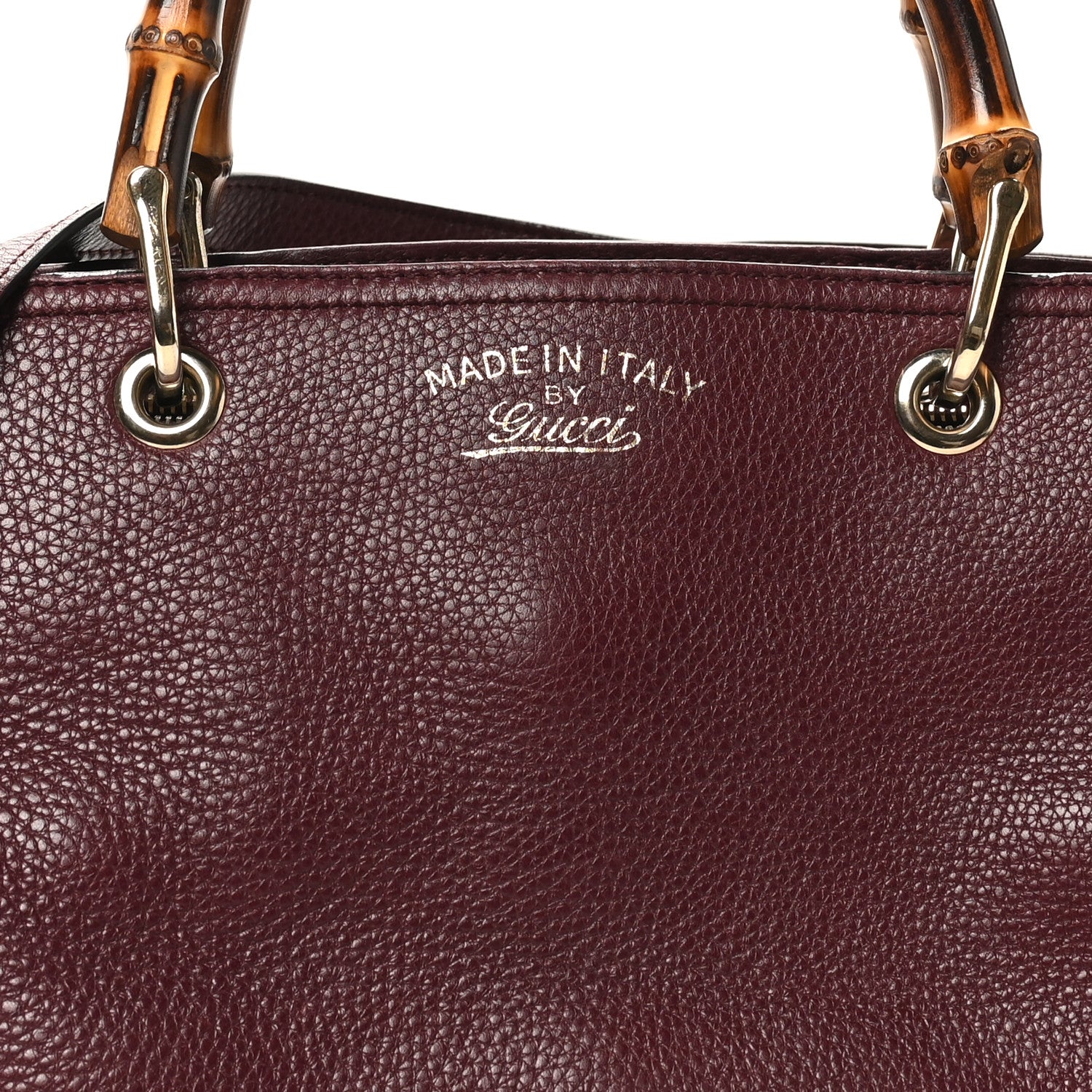 Pebbled Calfskin Medium Bamboo Shopper Tote Burgundy