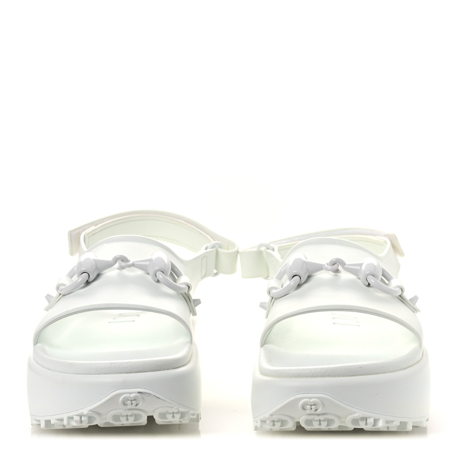 Soft Rubber Horsebit Touch Womens Strapped Sandals 38 Great White