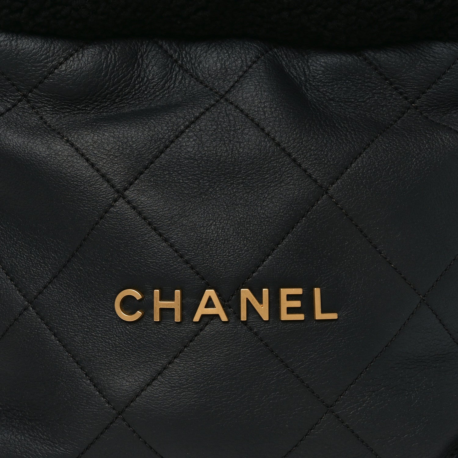 Aged Lambskin Shearling Quilted Small Chanel 22 Black