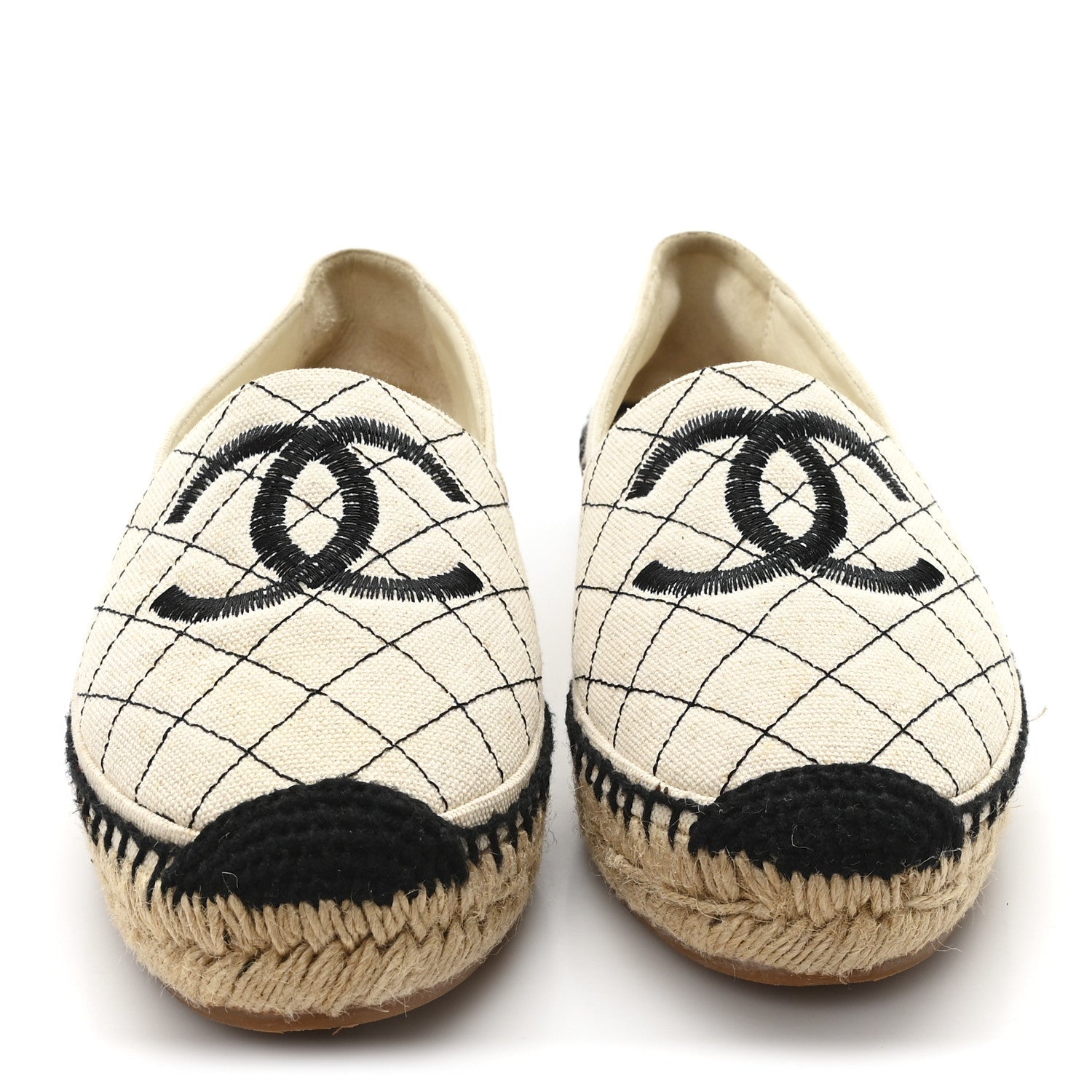 Fabric Biarritz CC Espadrilles 38 Beige Black