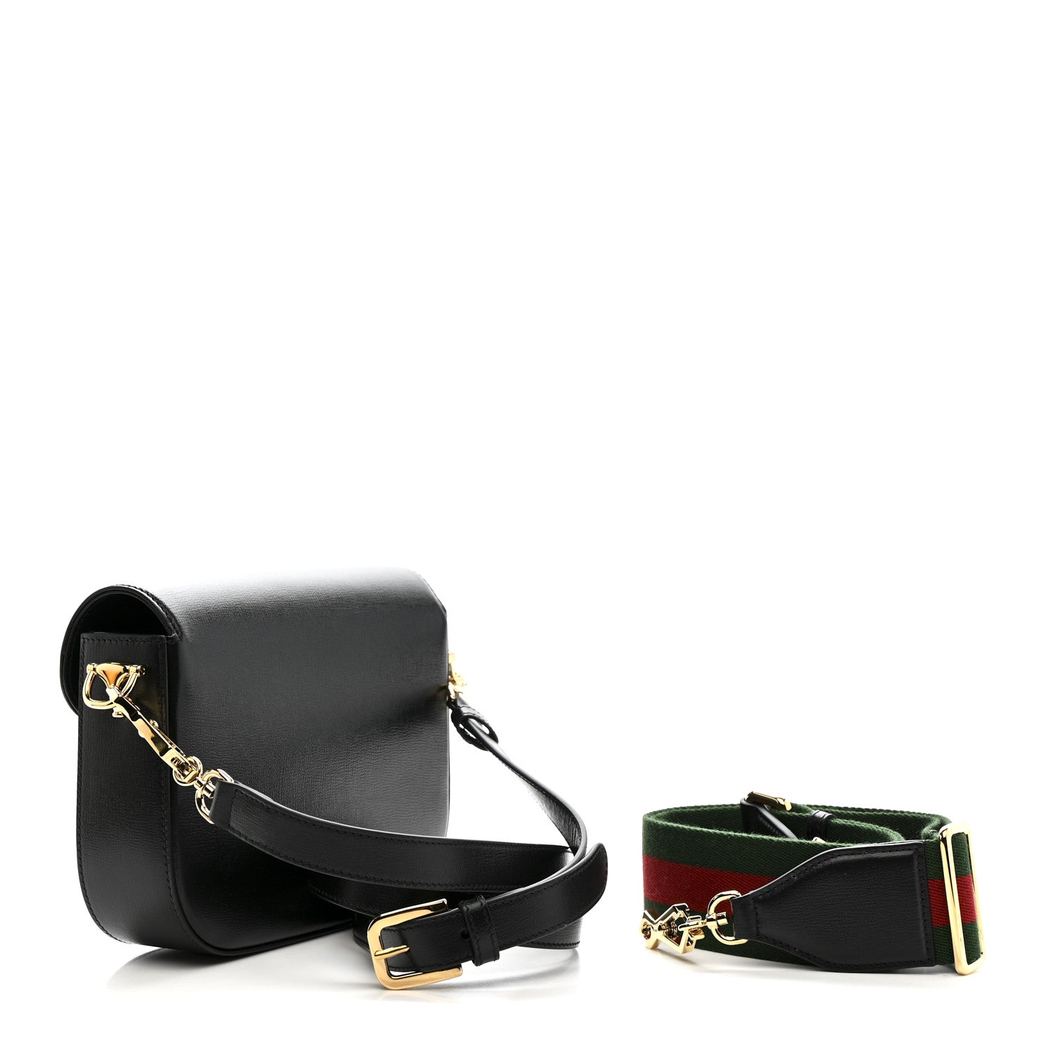 Azalea Calfskin Web Mini Horsebit 1955 Shoulder Bag Black