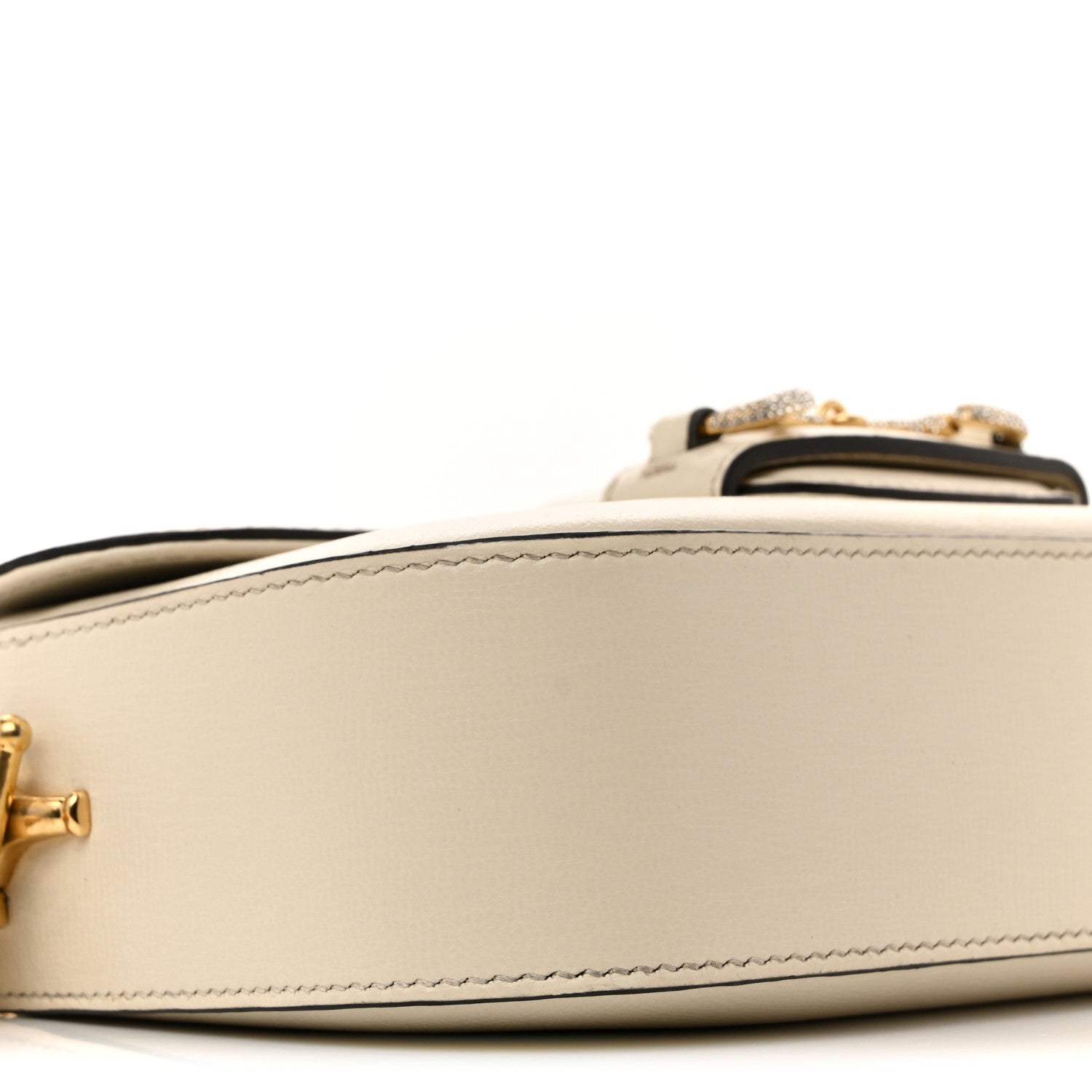 Azalea Calfskin Crystal Small Horsebit 1955 Chain Shoulder Bag White