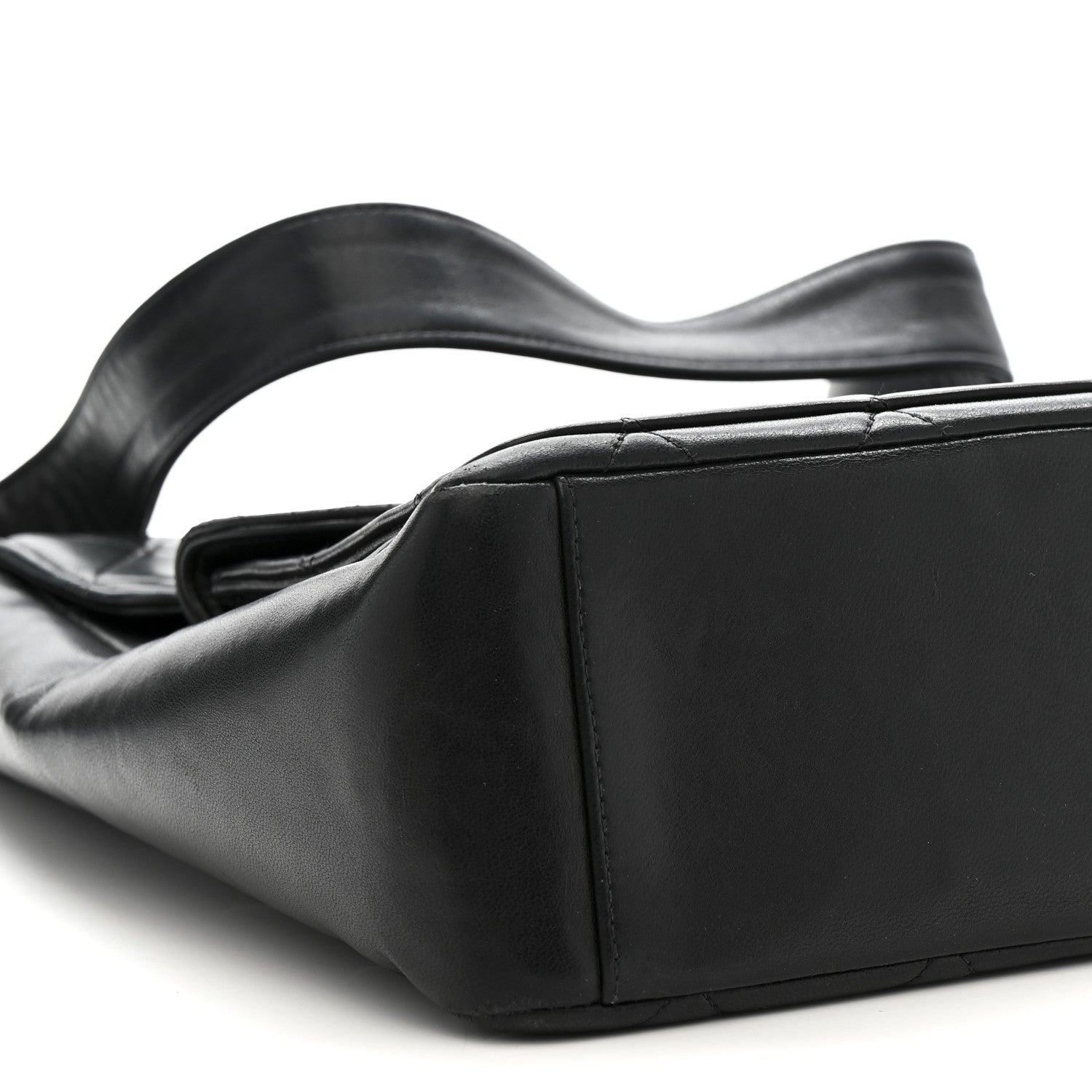 Lambskin Quilted Double Pocket Shoulder Bag Black
