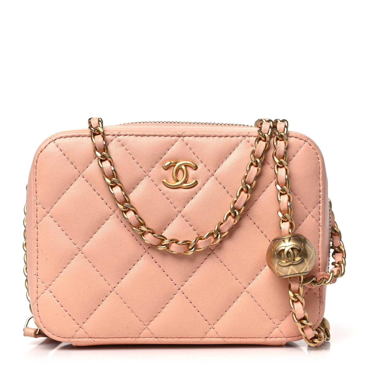 Lambskin Quilted CC Pearl Crush Camera Case Light Pink