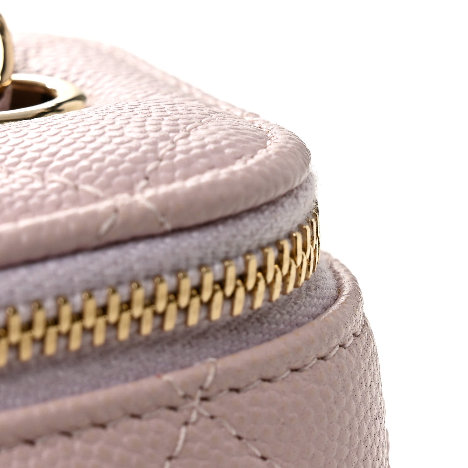 Caviar Quilted Mini Vanity Case With Chain Light Pink
