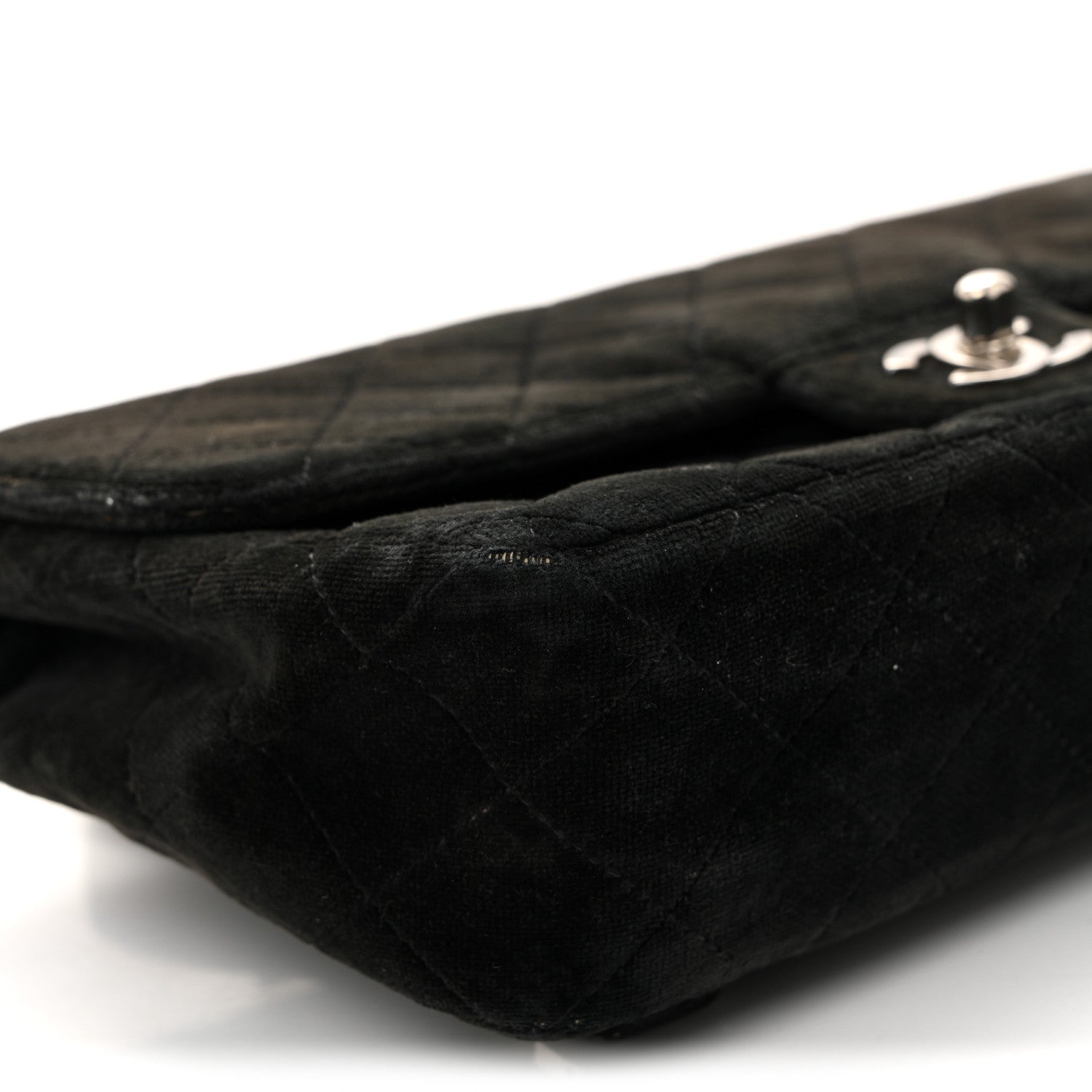 Velvet Quilted Flap Backpack Black
