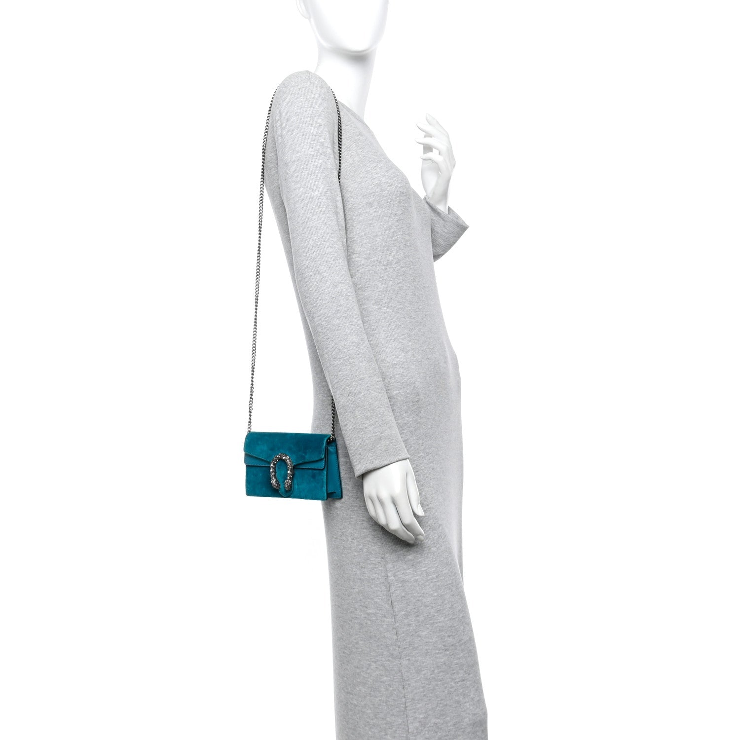 Velvet Super Mini Dionysus Shoulder Bag Pavone Cyan