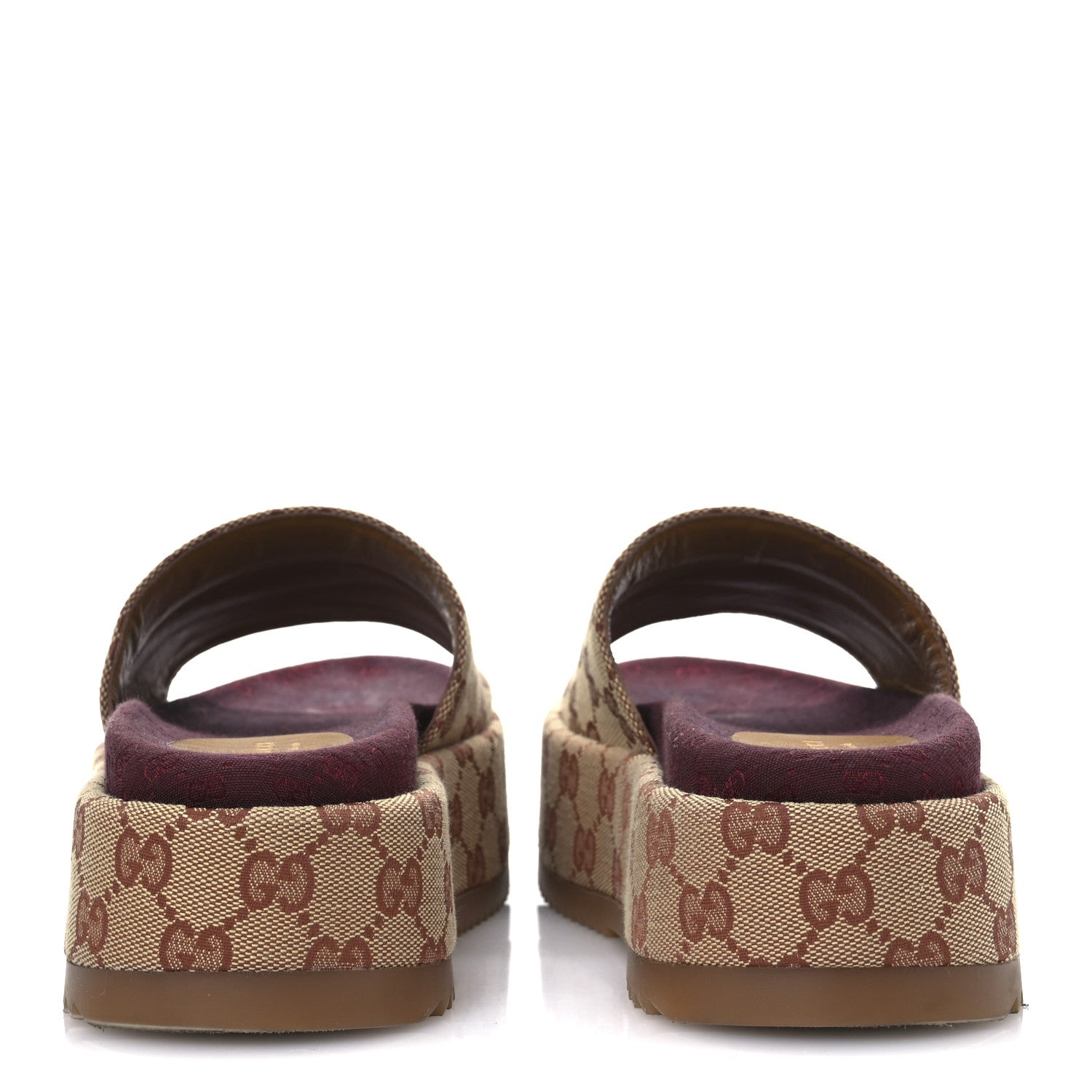 Canvas GG Monogram Angelina Platform Slide Sandals 36 Beige Ruggine