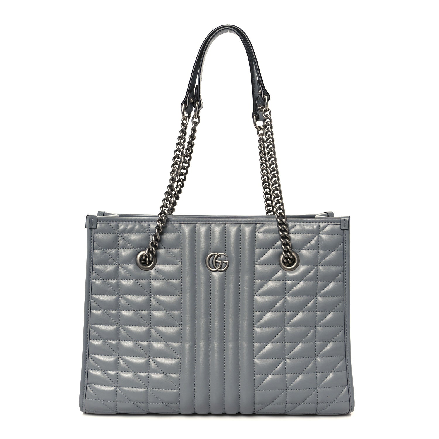 Calfskin Matelasse Aria Medium GG Marmont Shoulder Tote Deep Grey