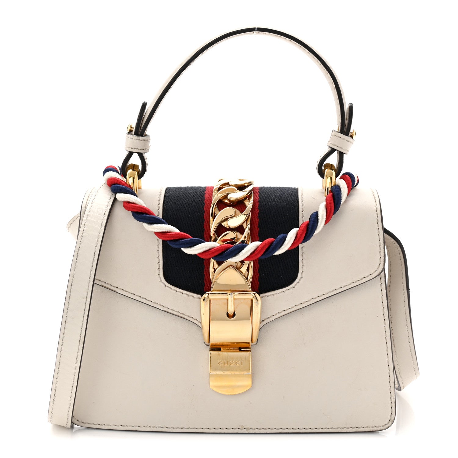 Calfskin Mini Sylvie Top Handle Bag White
