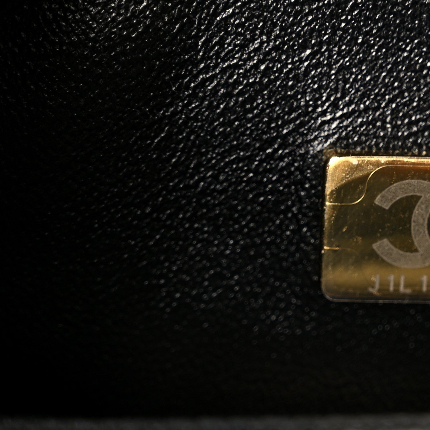 Shiny Lambskin Quilted Golden Links Top Handle Flap Black