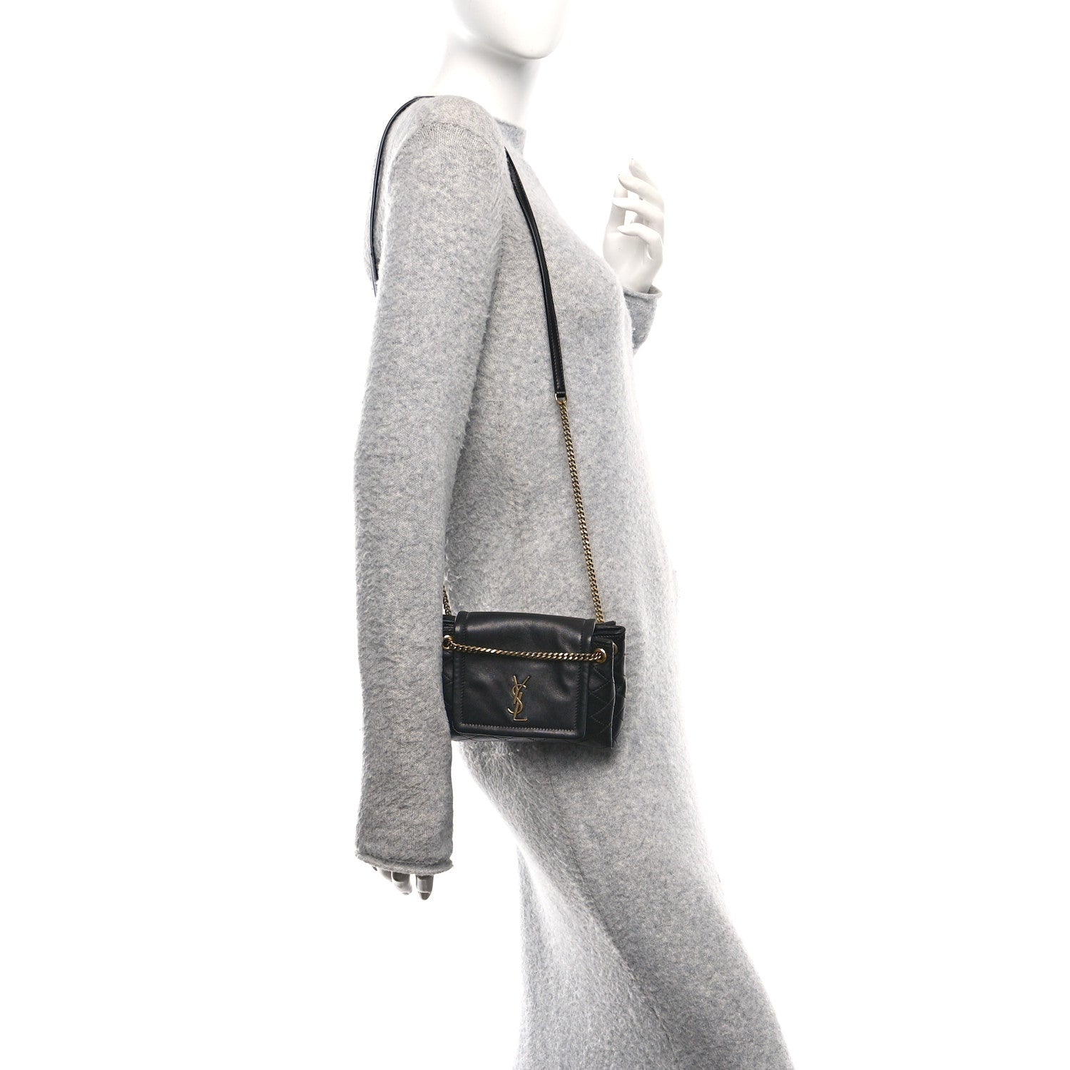 Lambskin Quilted Monogram Mini Nolita Black