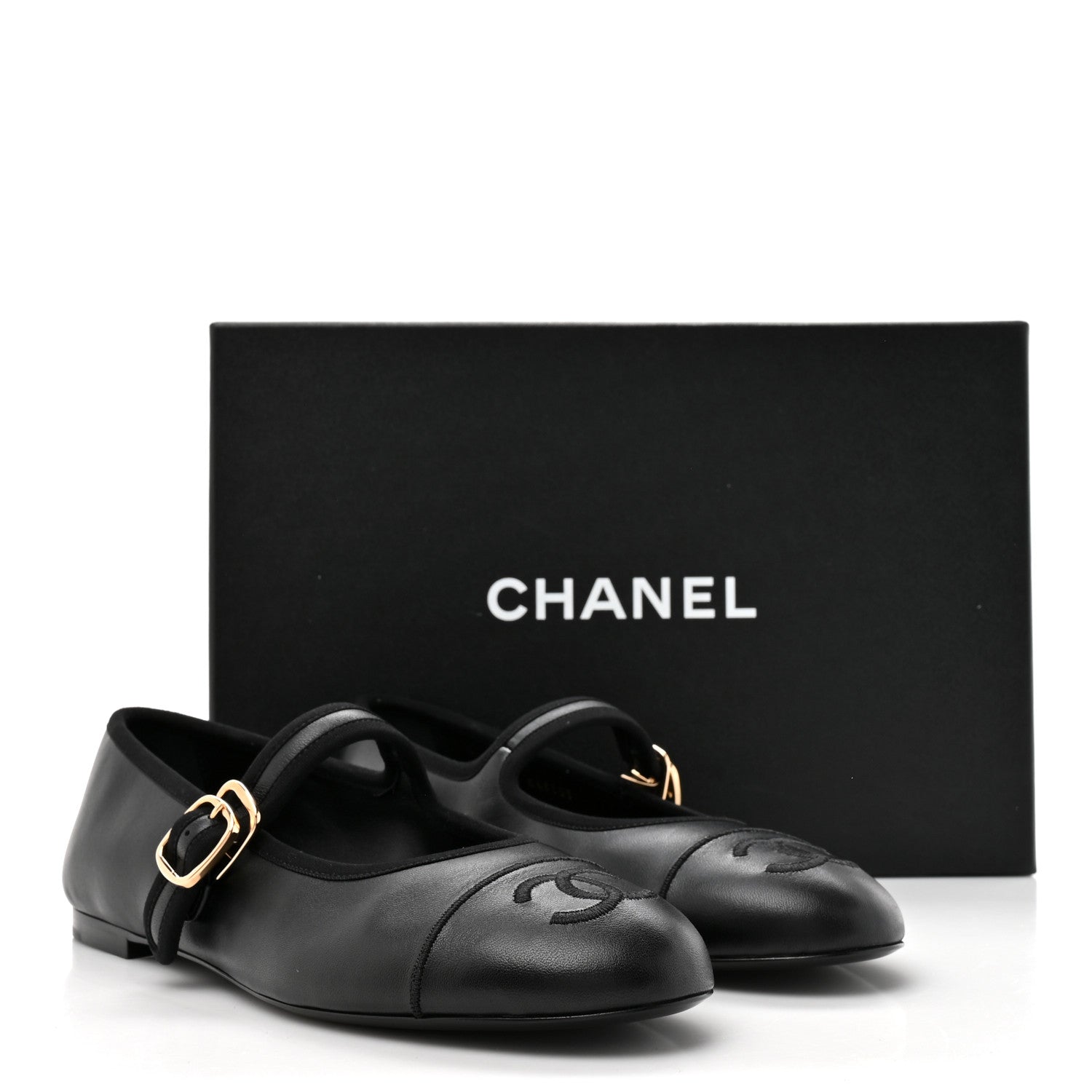 Lambskin Mary Jane Flats 38.5 Black