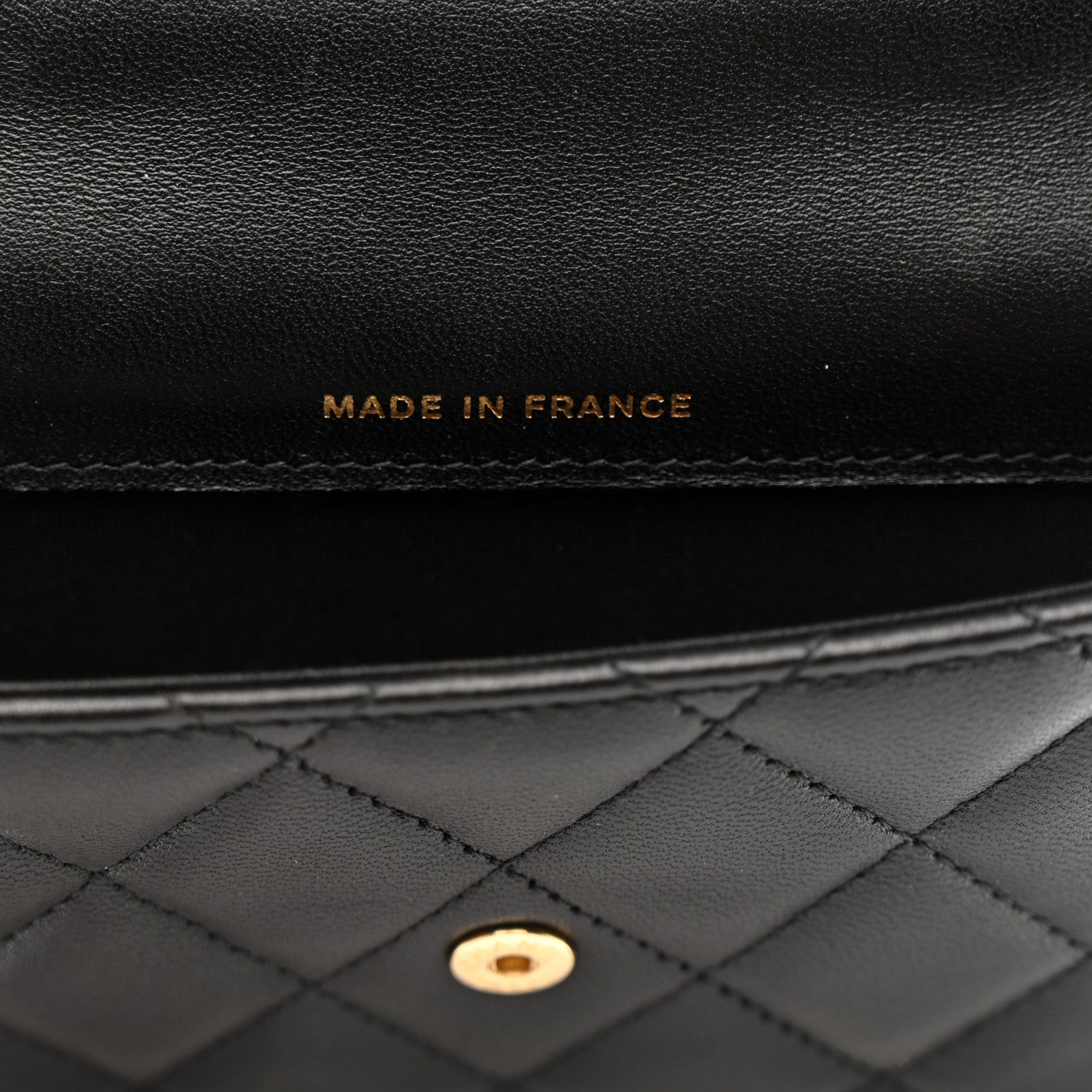 Lambskin Quilted Top Handle Flap Coin Purse With Chain Black