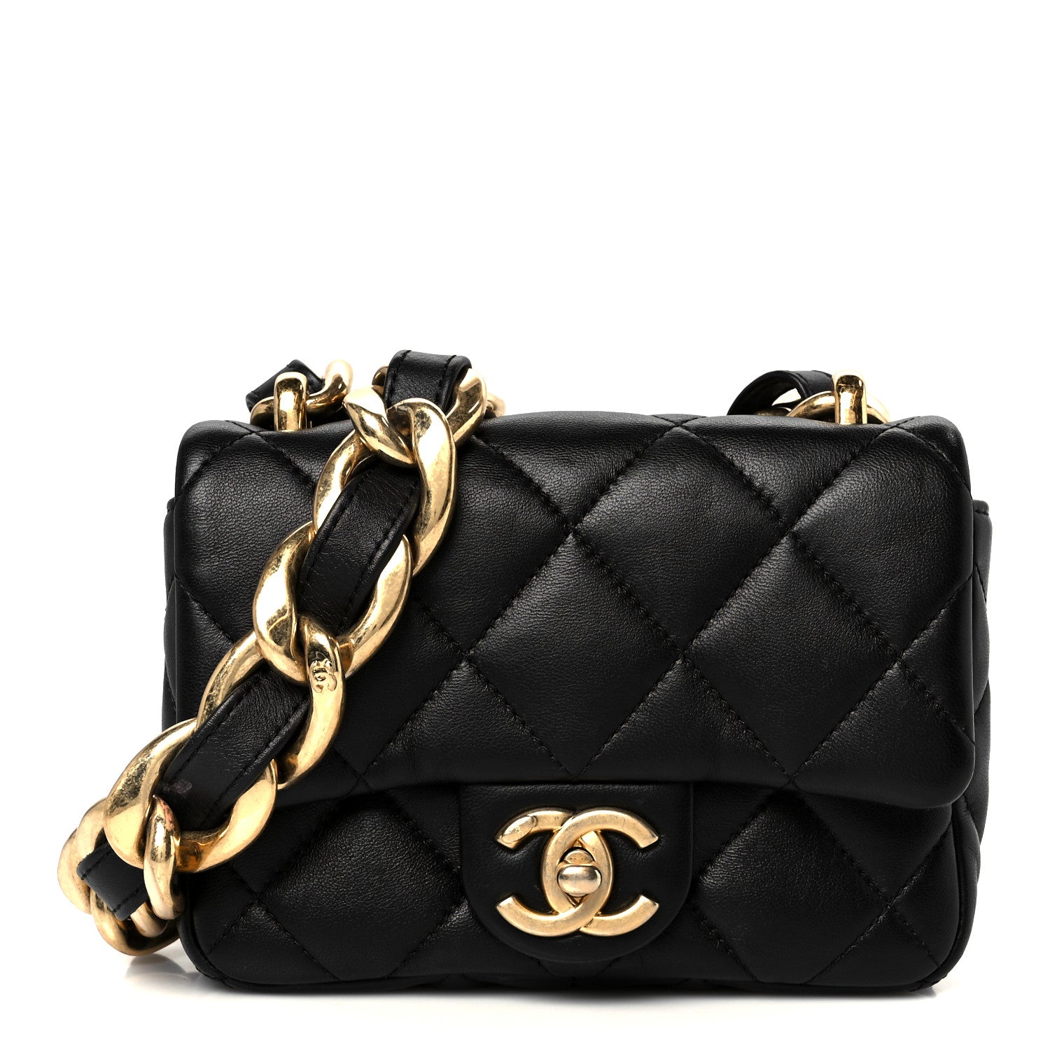 Lambskin Quilted Mini CC Funky Town Flap Black